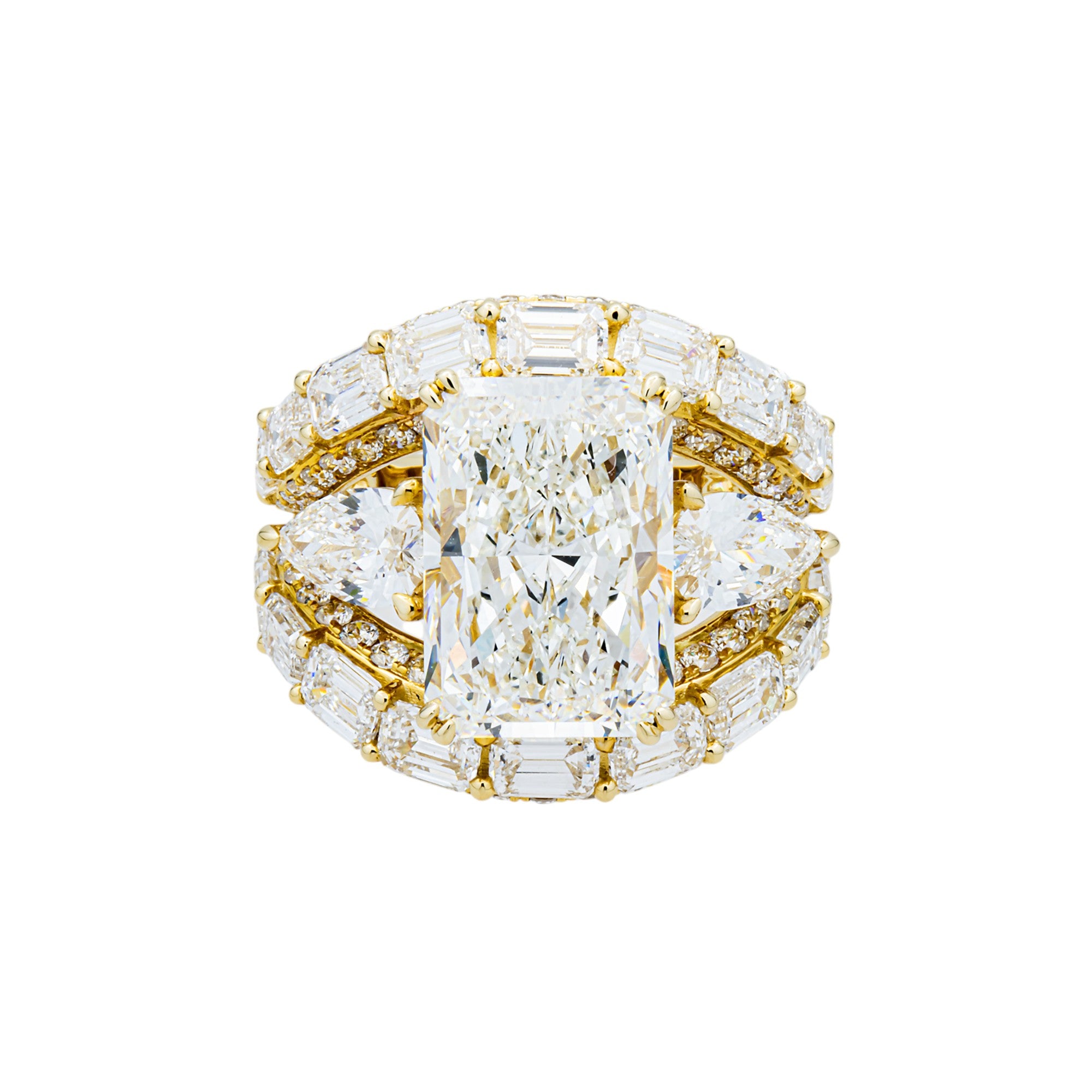 14K Yellow Gold 8.05ct Radiant Diamond Engagement Ring 14.97ctw
