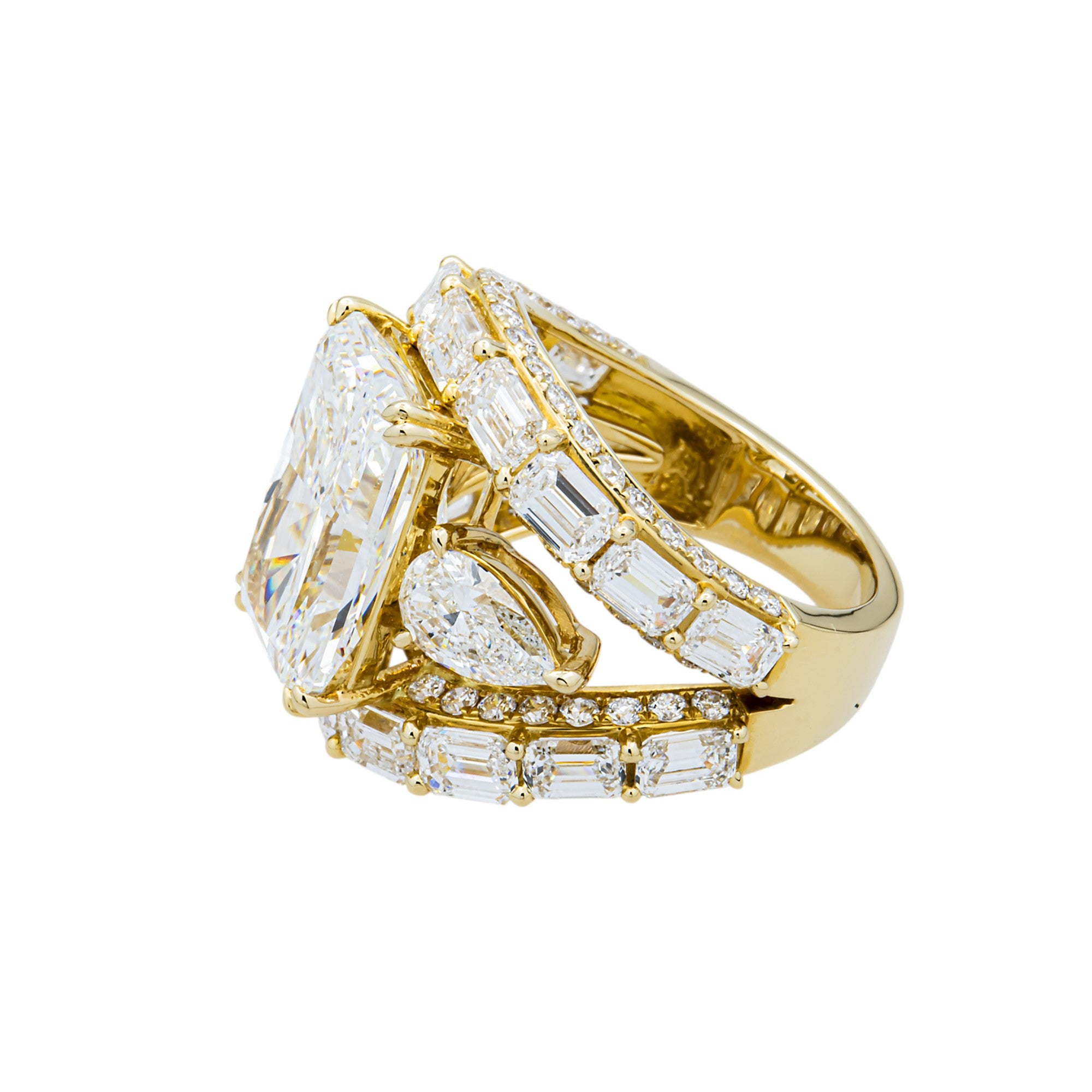 14K Yellow Gold 8.05ct Radiant Diamond Engagement Ring 14.97ctw