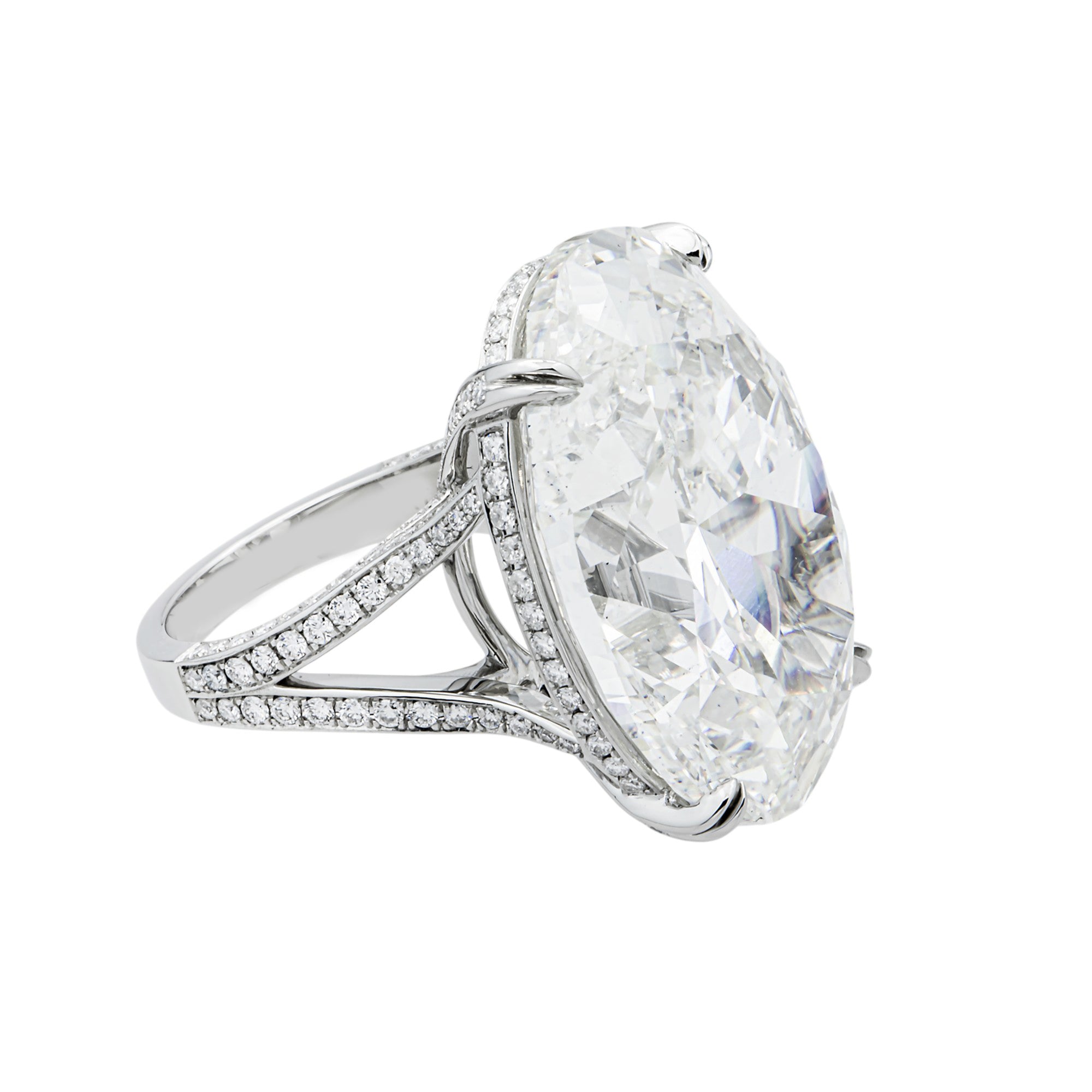 Platinum 45.07ct Oval Diamond Engagement Ring 46.57ctw