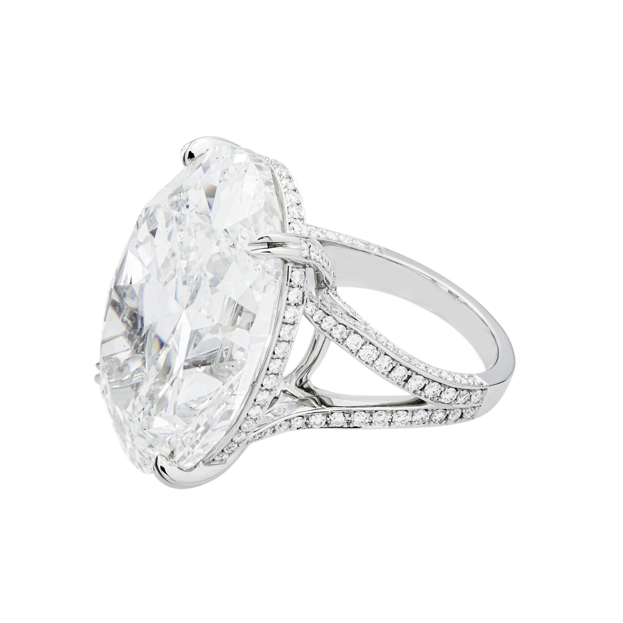 Platinum 45.07ct Oval Diamond Engagement Ring 46.57ctw