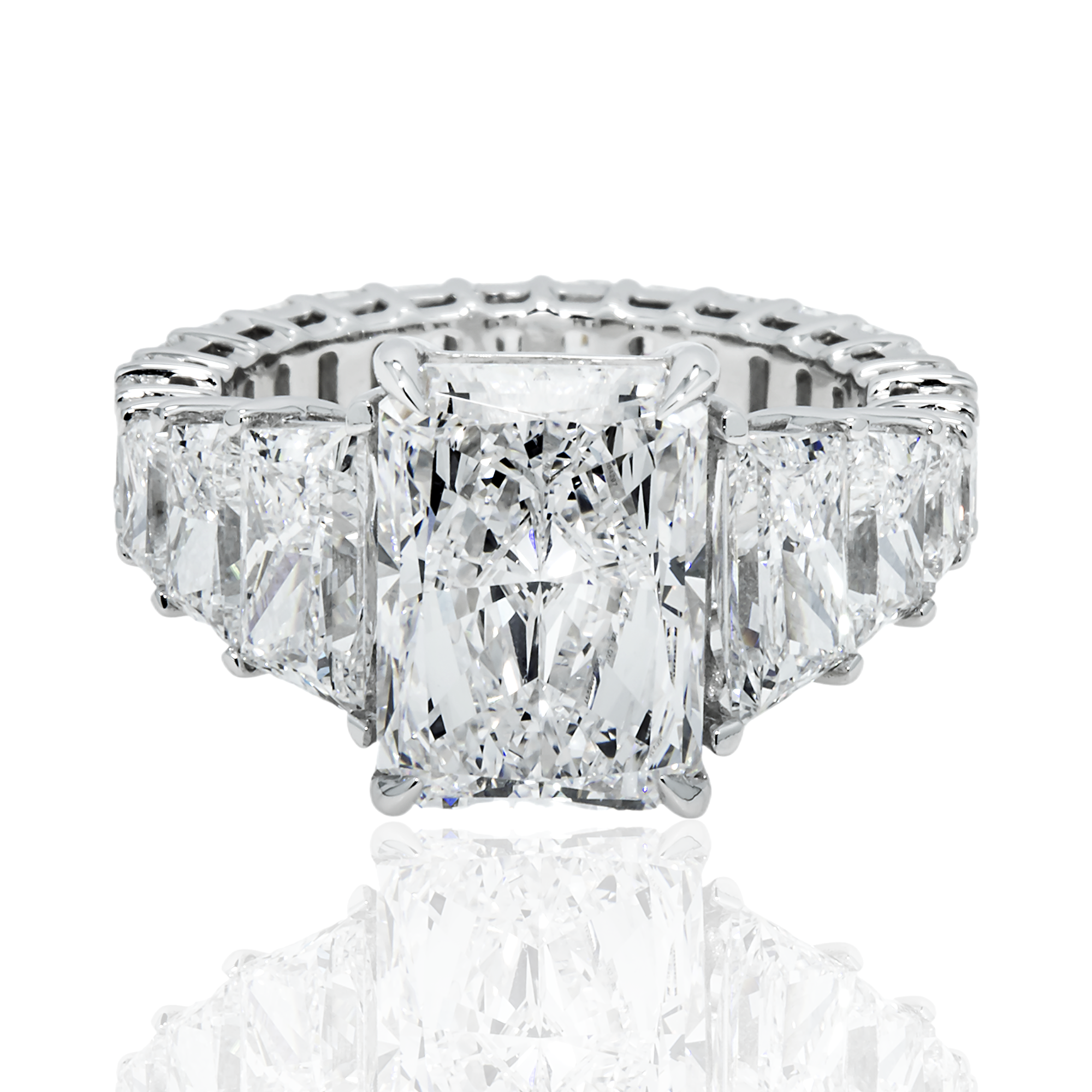 14K White Gold 5.01ct Radiant Cut Diamond Engagement Ring 9.96ctw