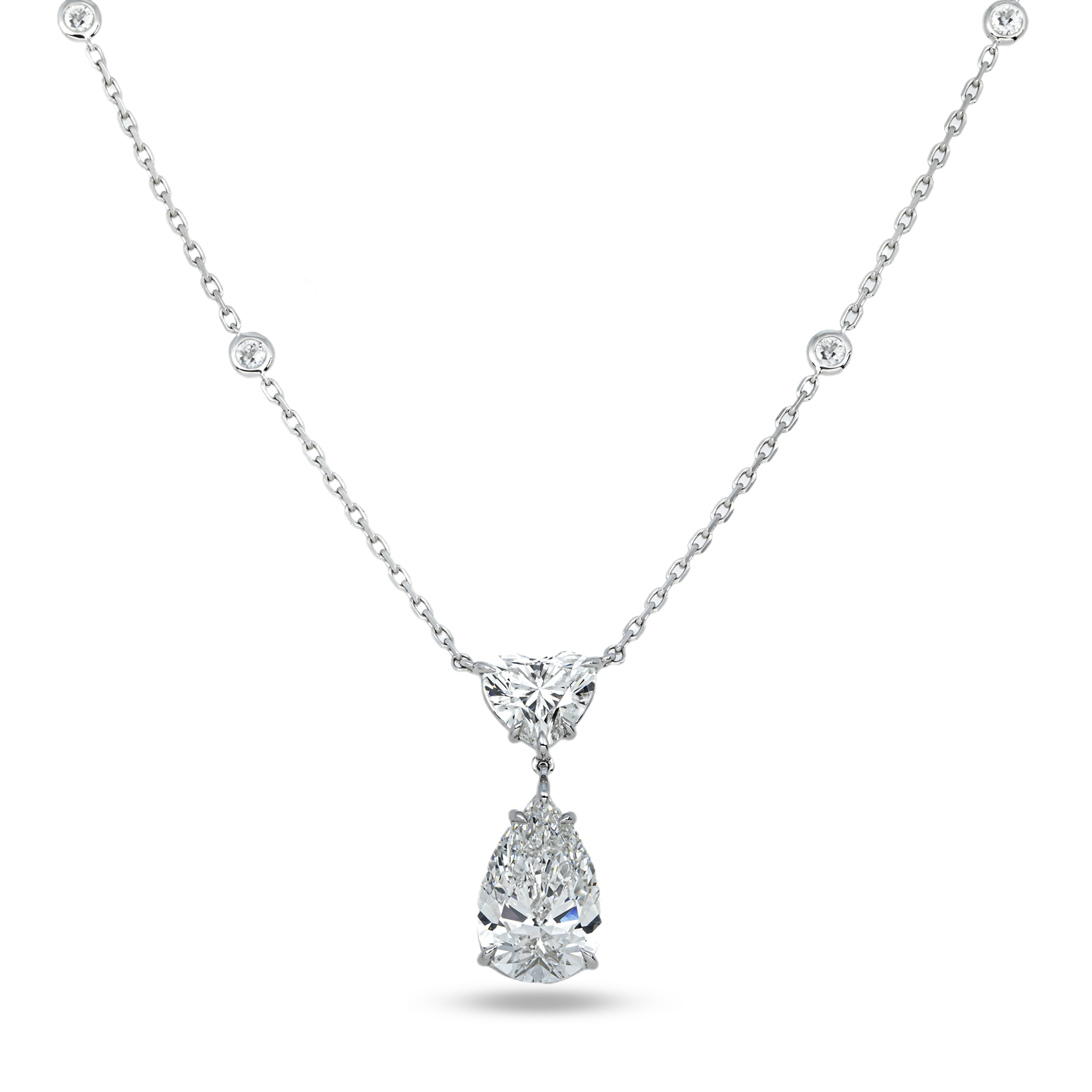 IGI 18K White Gold Multi Cut Diamond Necklace 6.24ctw
