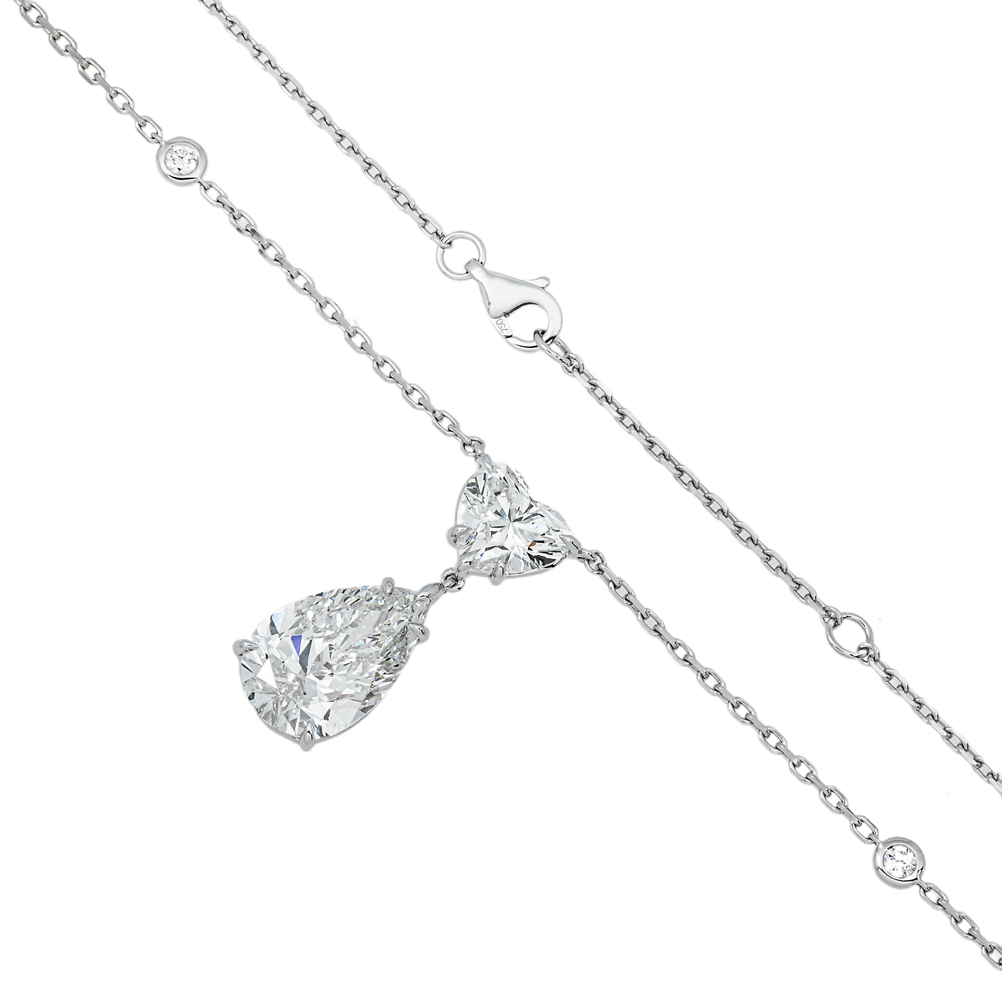 IGI 18K White Gold Multi Cut Diamond Necklace 6.24ctw