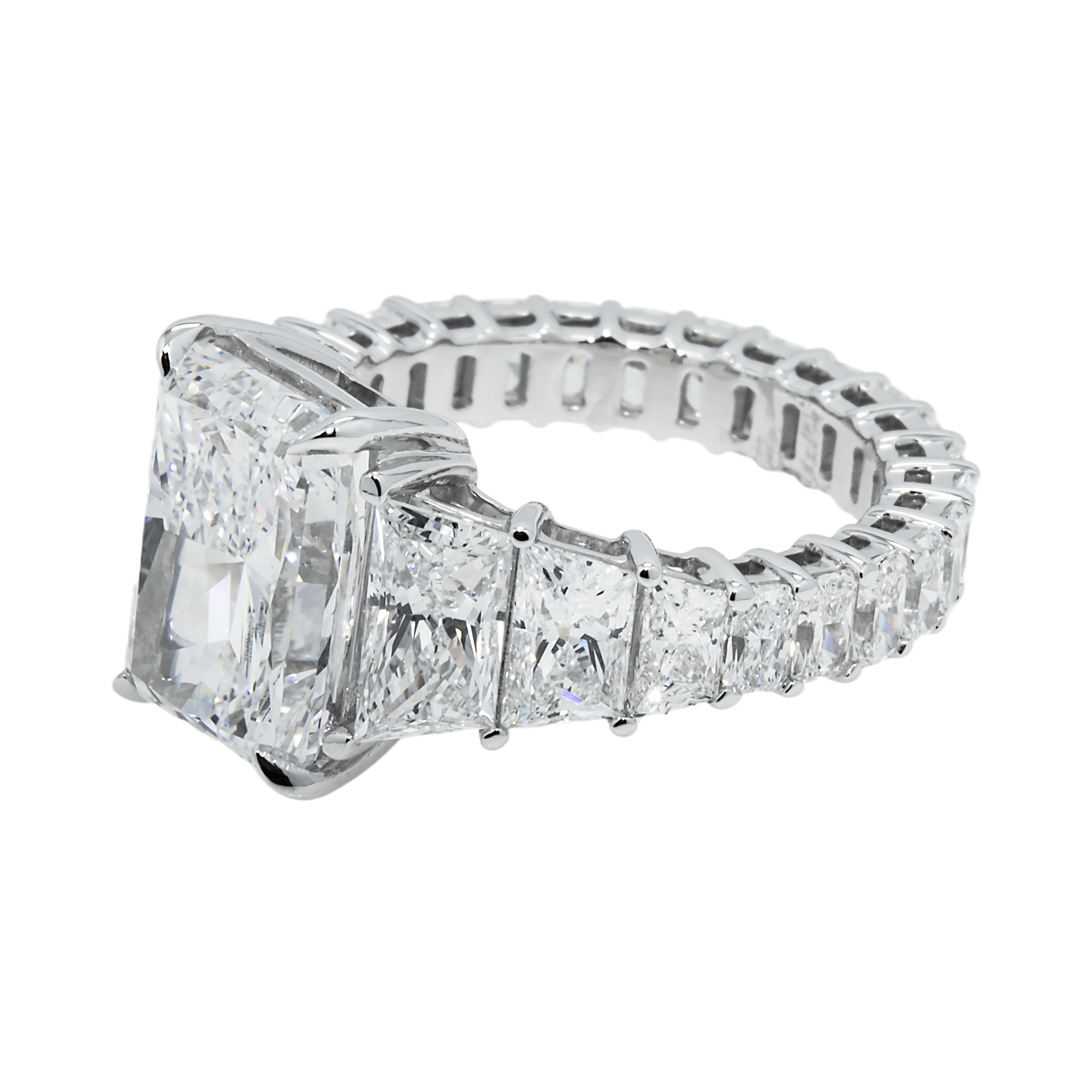 14K White Gold 5.01ct Radiant Cut Diamond Engagement Ring 9.96ctw