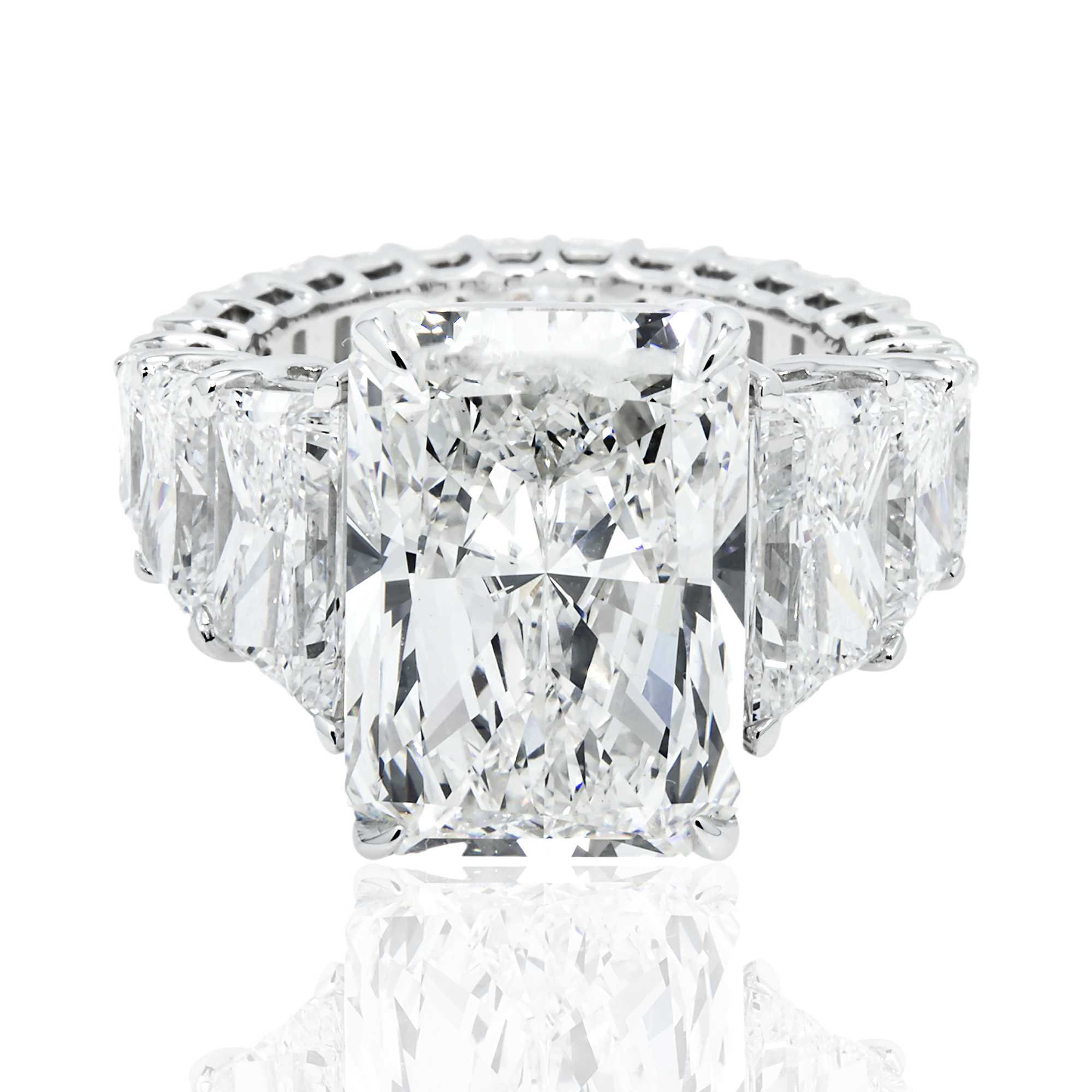 14K White 10.03ct Radiant Diamond Engagement Ring 17.42ctw