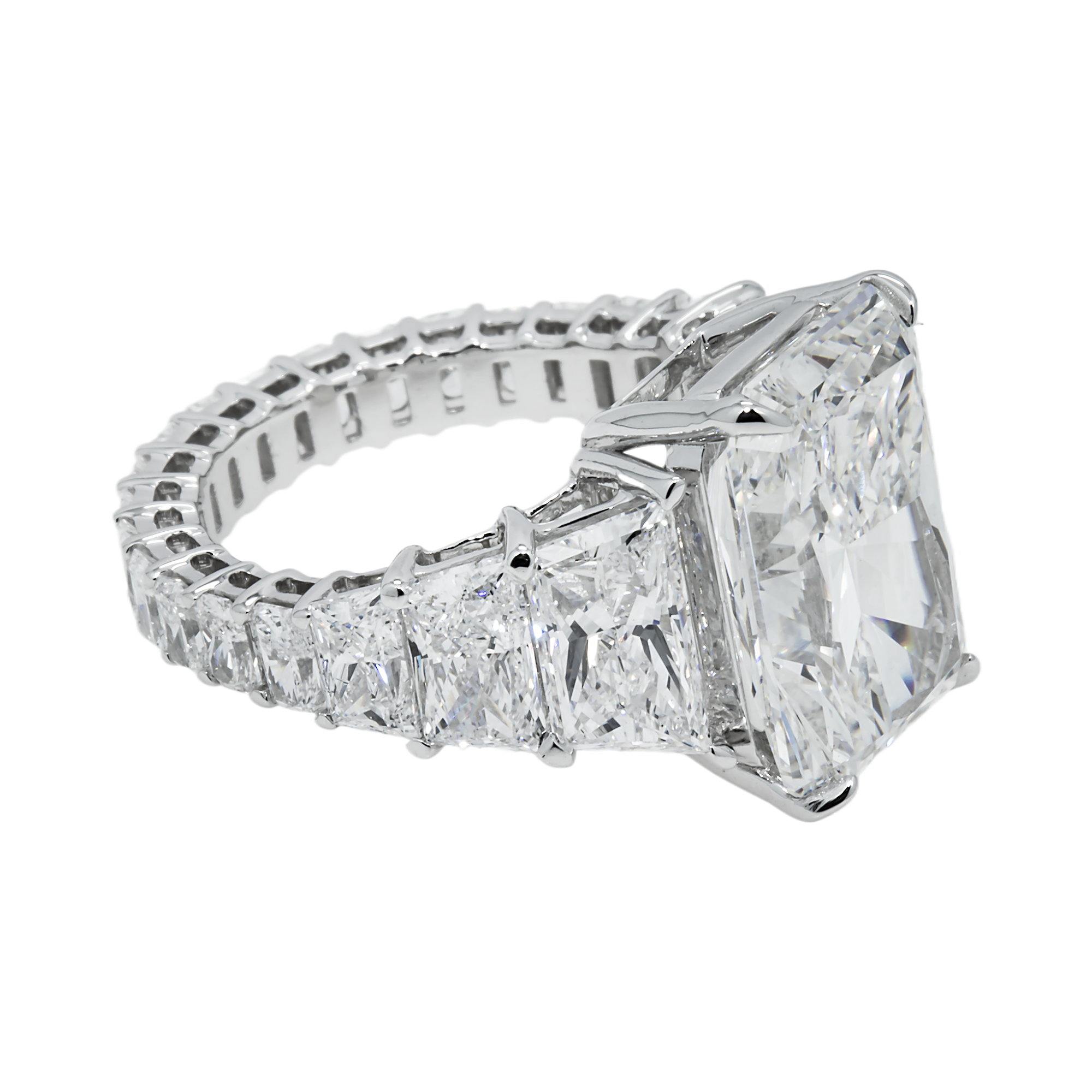 14K White 10.03ct Radiant Diamond Engagement Ring 17.42ctw