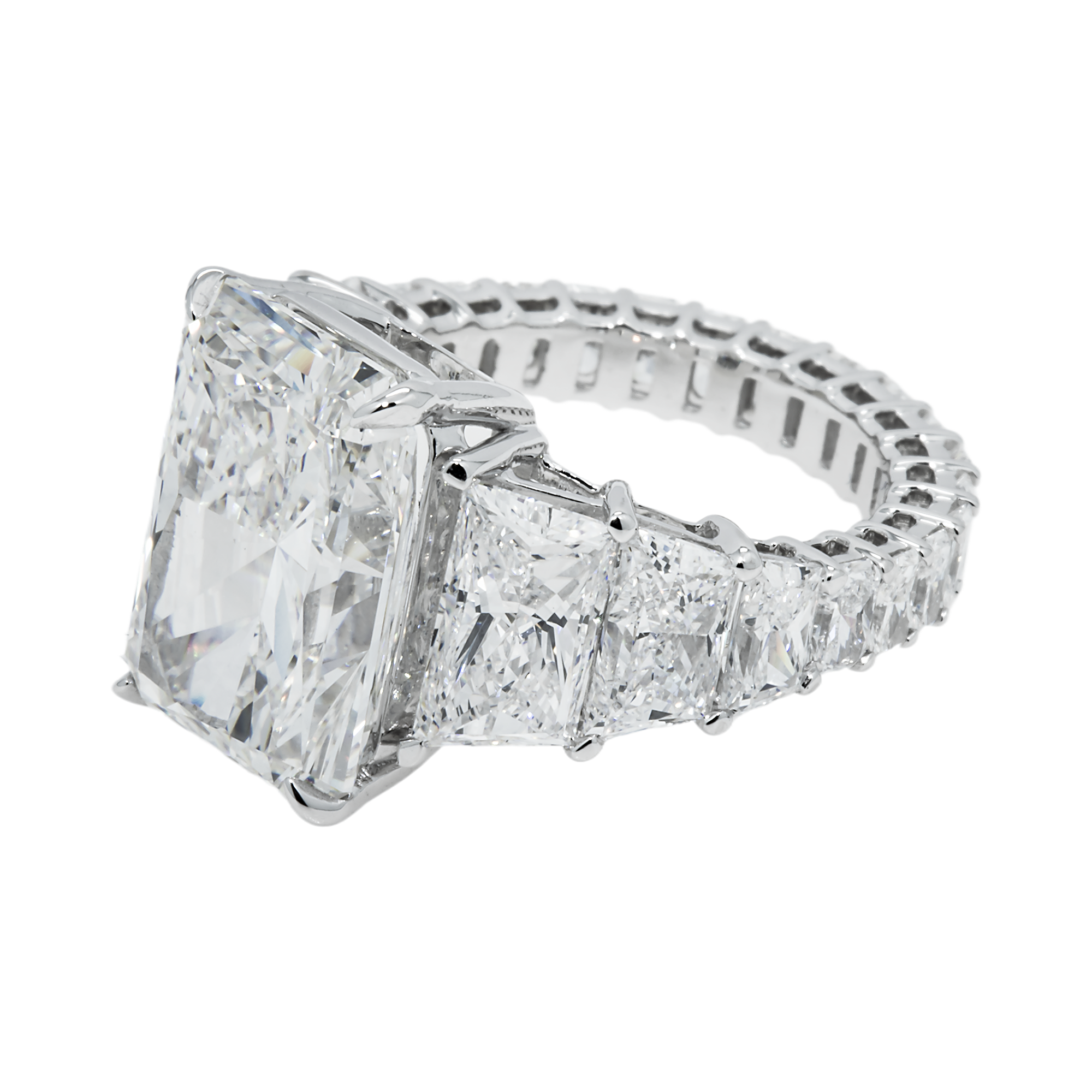 14K White 10.03ct Radiant Diamond Engagement Ring 17.42ctw