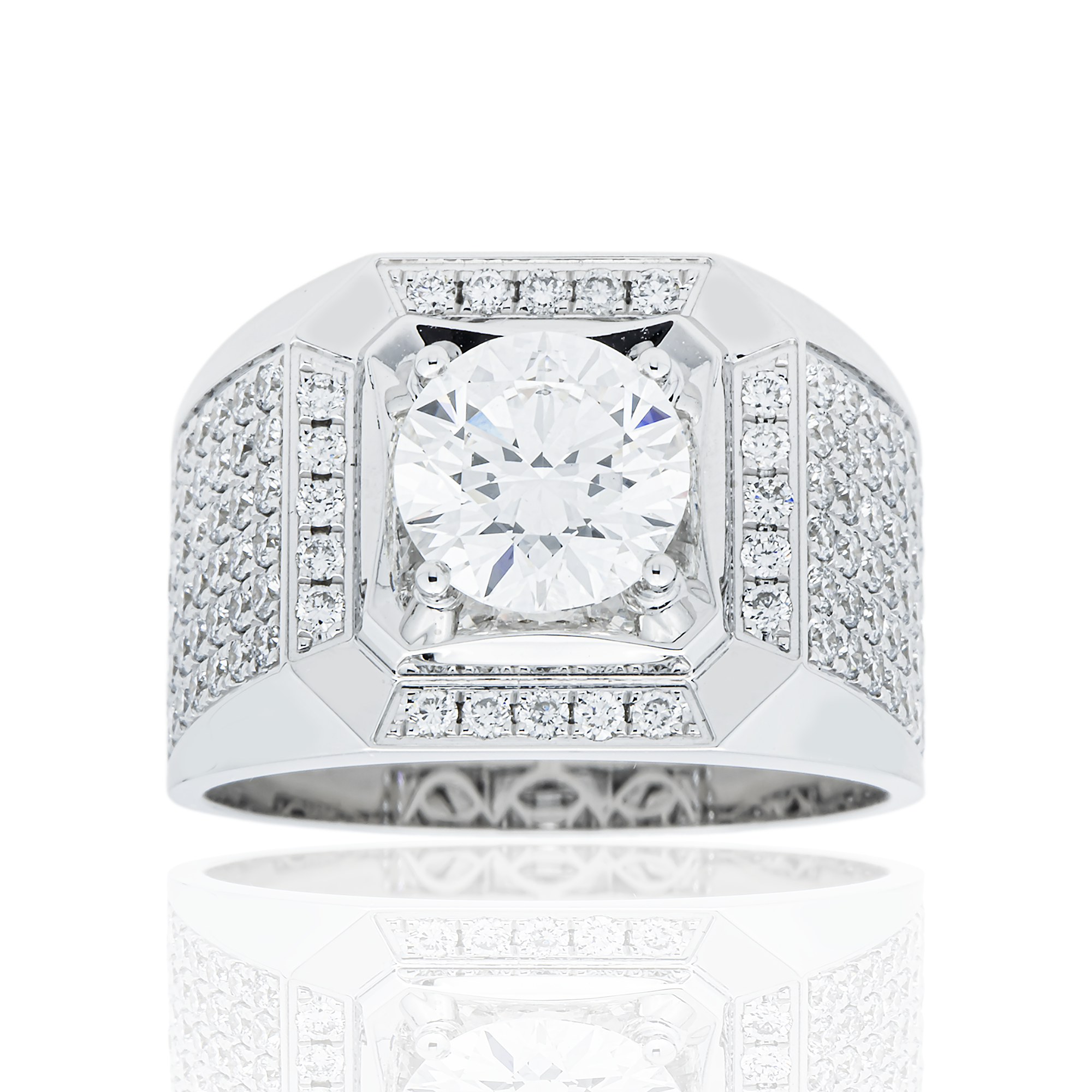 IGI 18K White Gold Round Diamond Ring 3.16ct