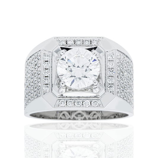 IGI 18K White Gold Round Diamond Ring 3.16ct