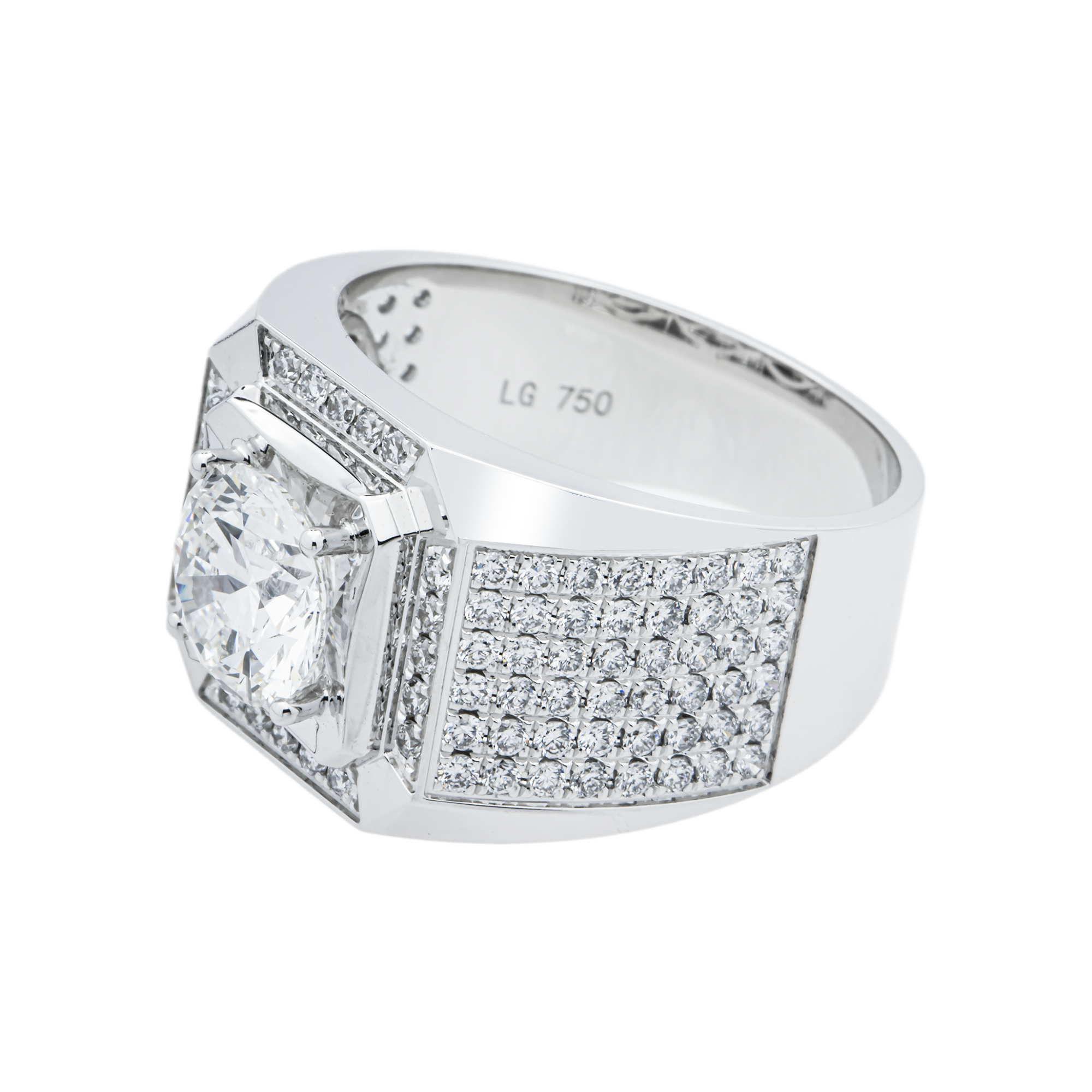 IGI 18K White Gold Round Diamond Ring 3.16ct