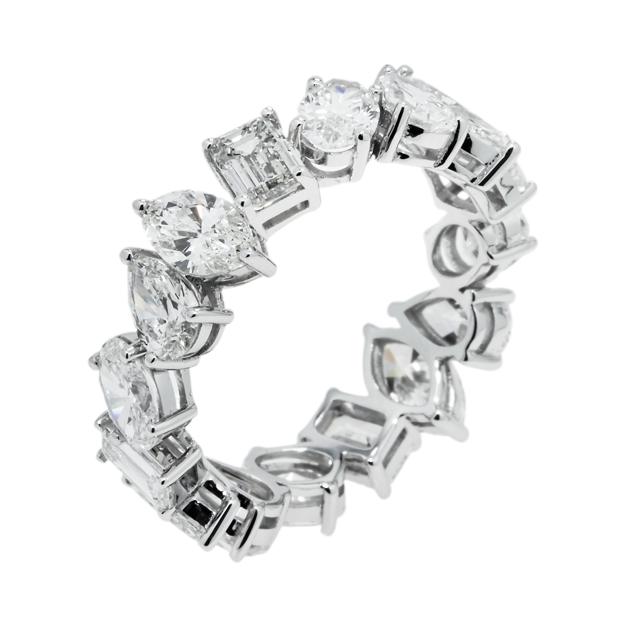 14K White Gold Multi Cut Diamond Eternity Rings 5.24ct