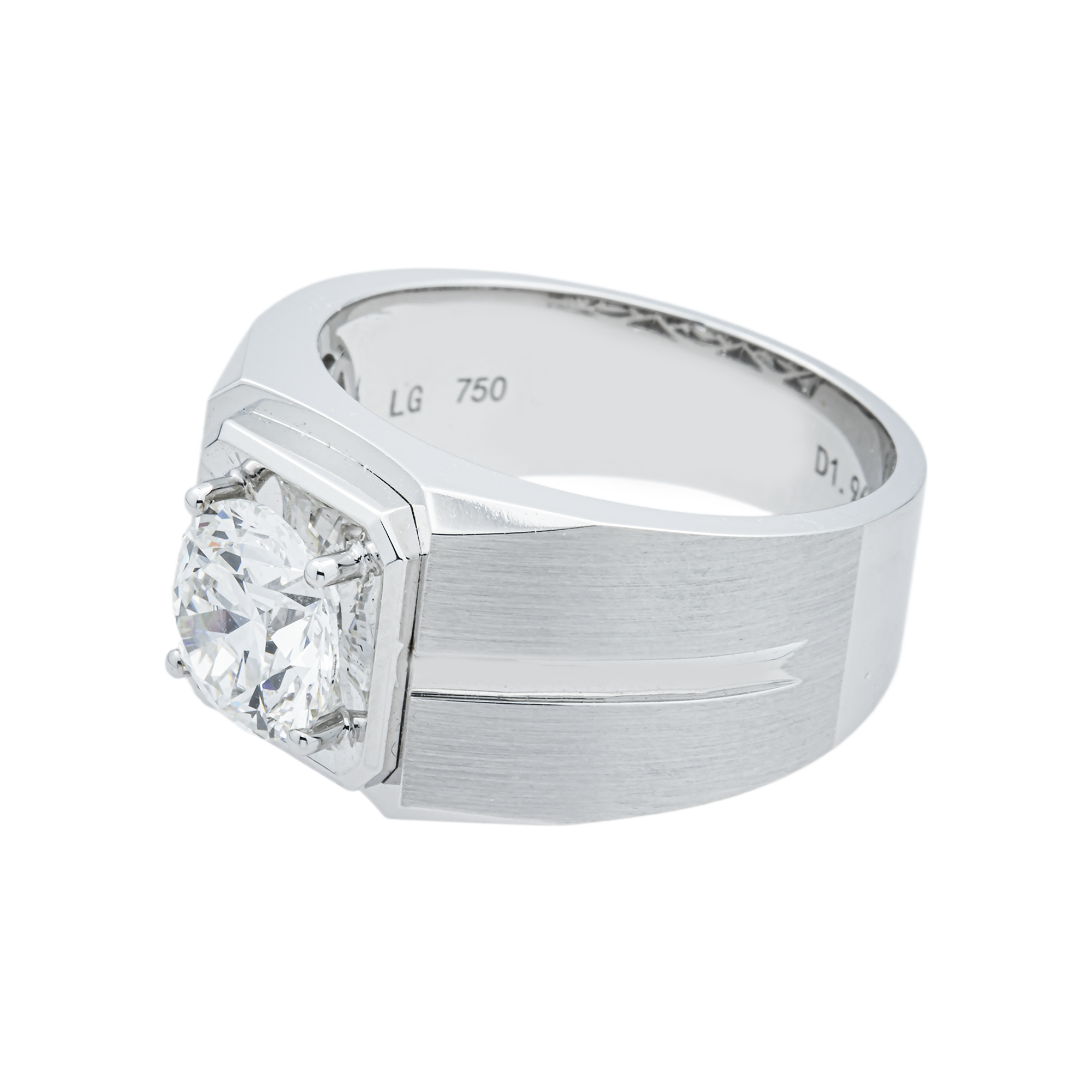 IGI 18K White Gold Round Diamond Ring 1.96ct