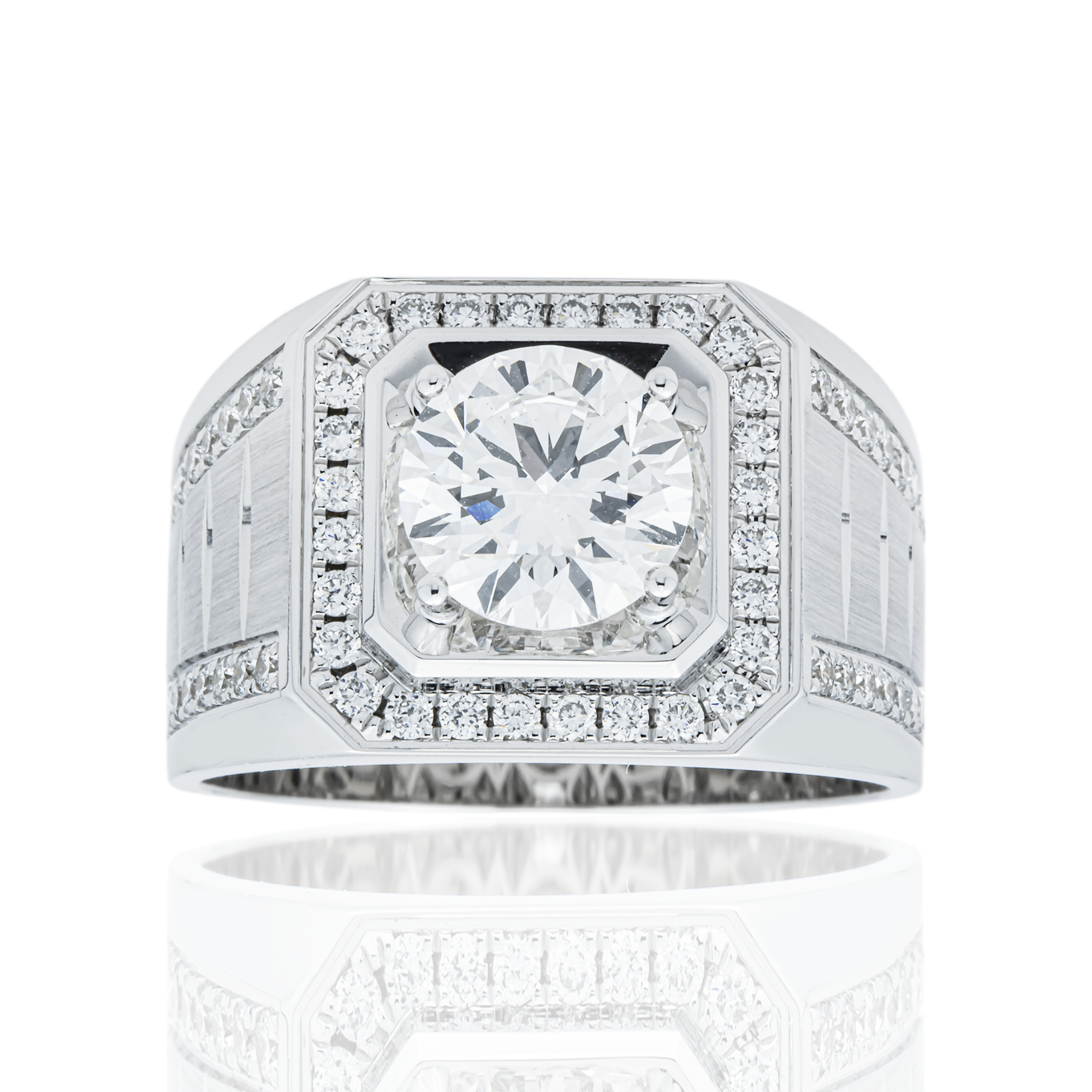 IGI 18K White Gold Round Diamond Ring 2.57ct