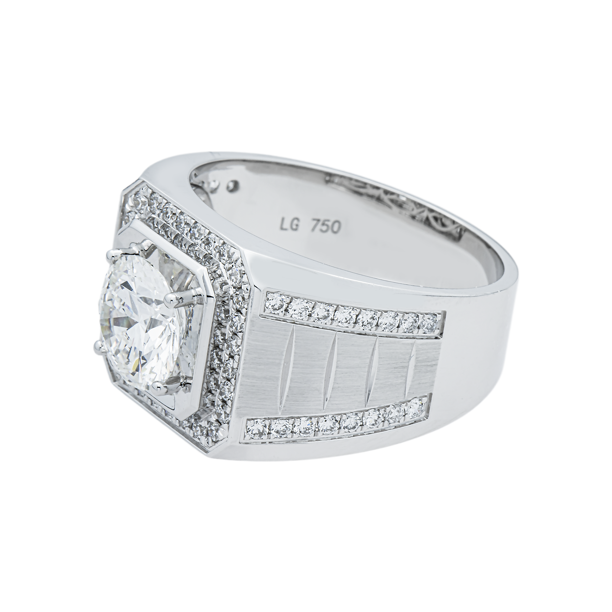 IGI 18K White Gold Round Diamond Ring 2.57ct