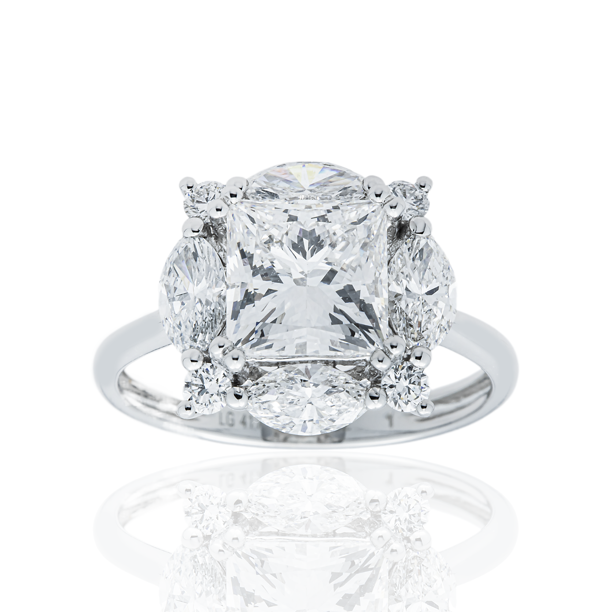 White Gold Princess Diamond Engagement Ring 3.10ctw