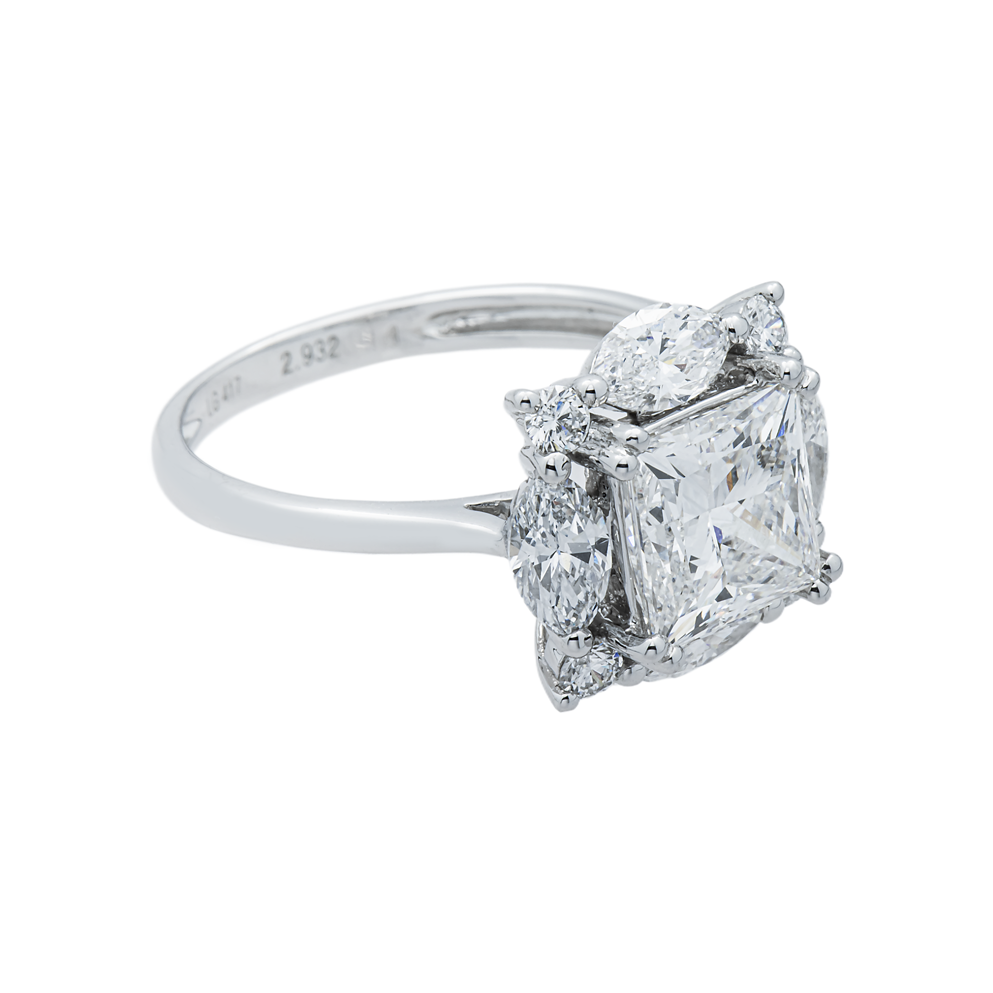 White Gold Princess Diamond Engagement Ring 3.10ctw