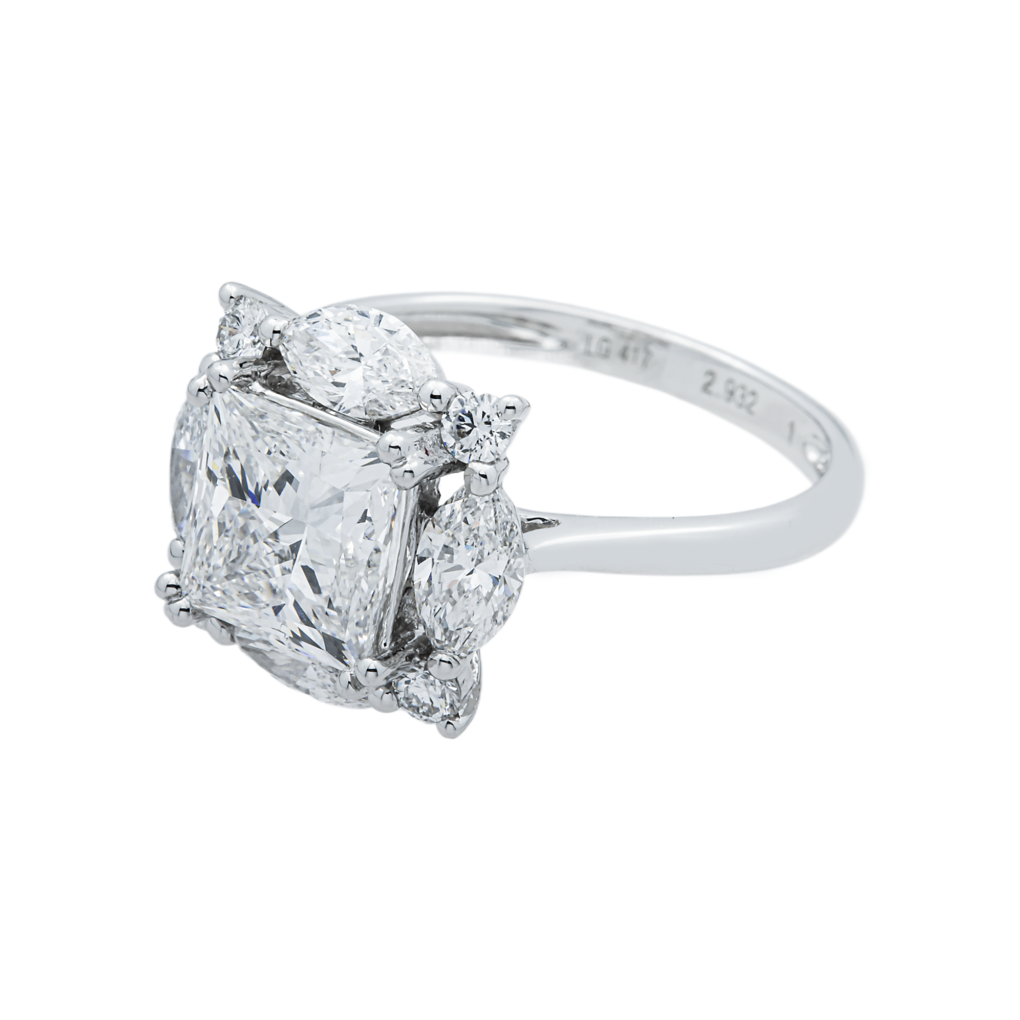 White Gold Princess Diamond Engagement Ring 3.10ctw