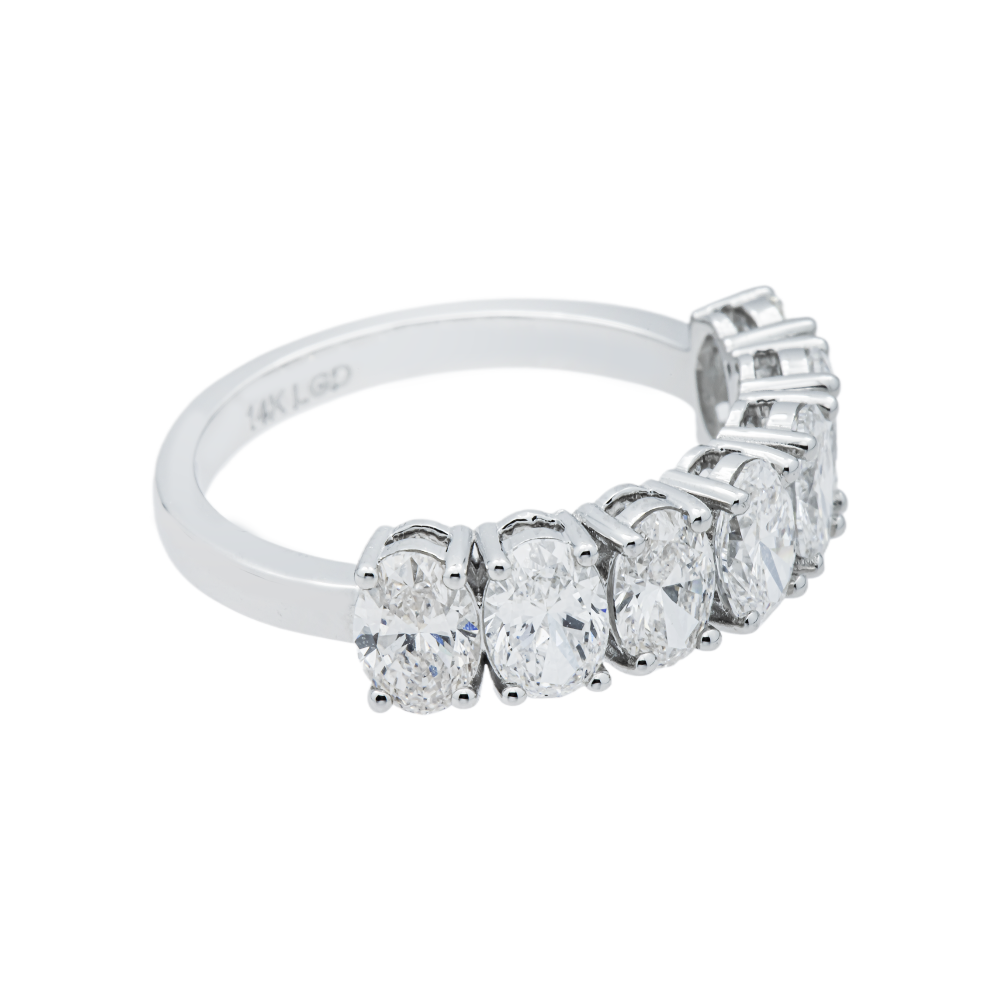 14K White Gold Oval Cut Diamond Half Eternity Ring 2.55ct