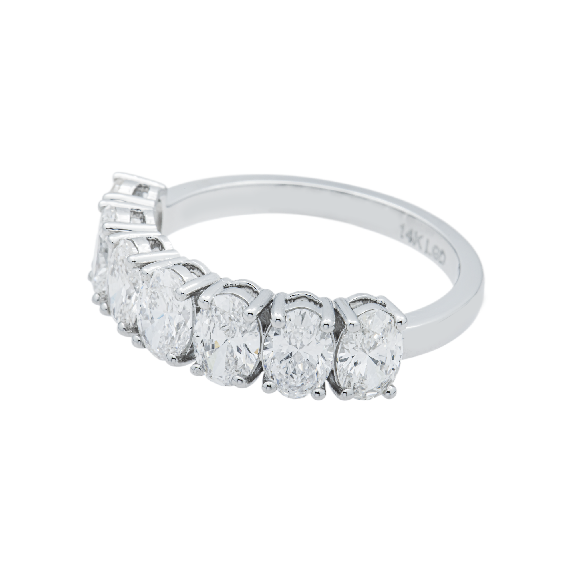 14K White Gold Oval Cut Diamond Half Eternity Ring 2.55ct