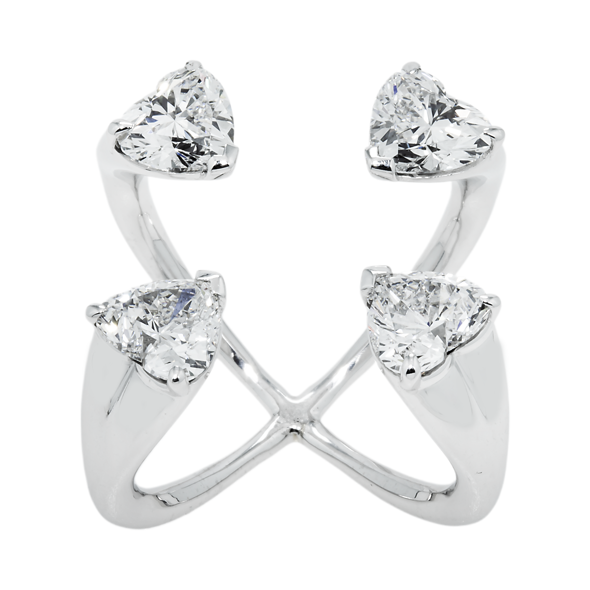 14K White Gold Heart Cut Floating Diamond Ring 4.14ct
