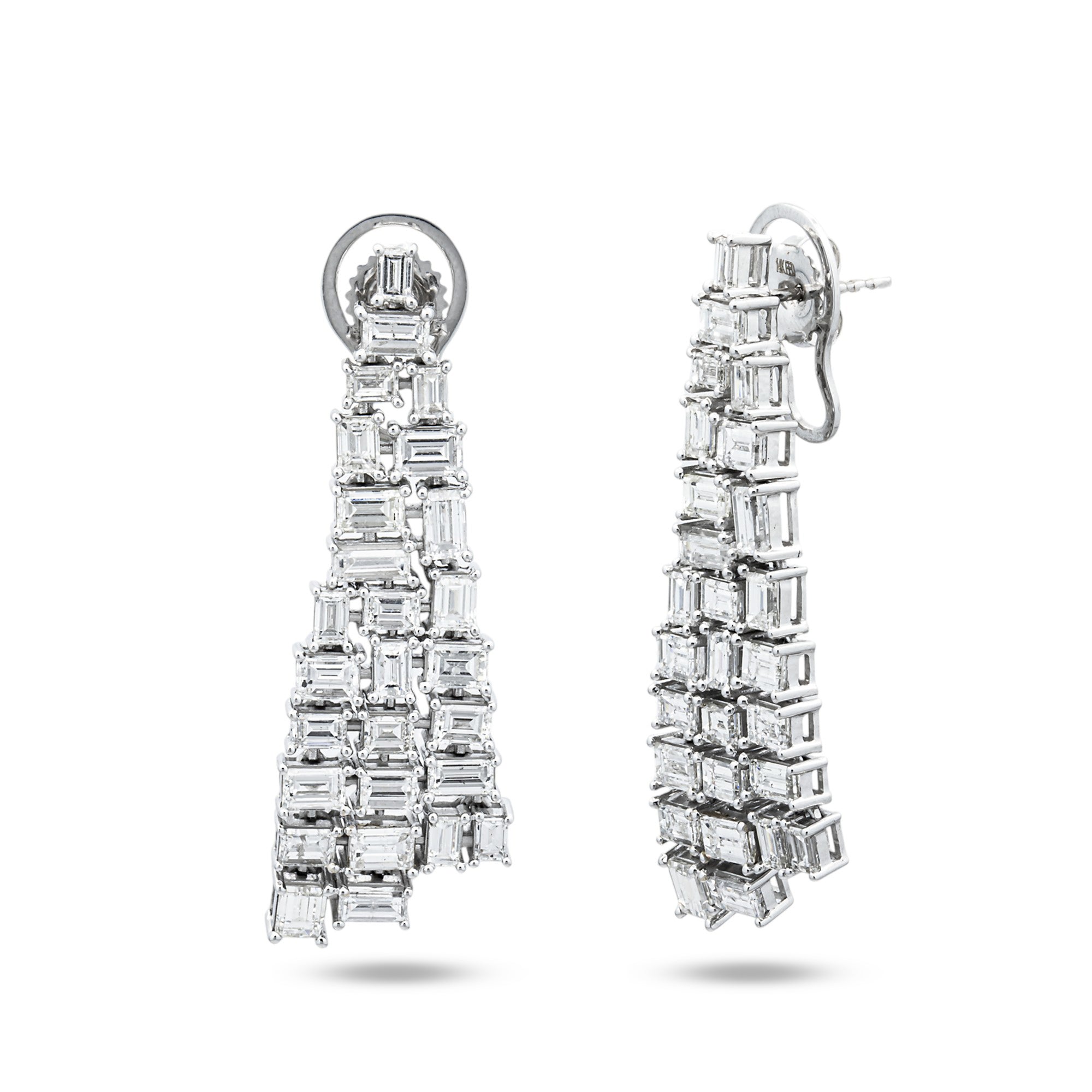 14K White Gold Emerald Diamond Drop Earrings 11.02ctw