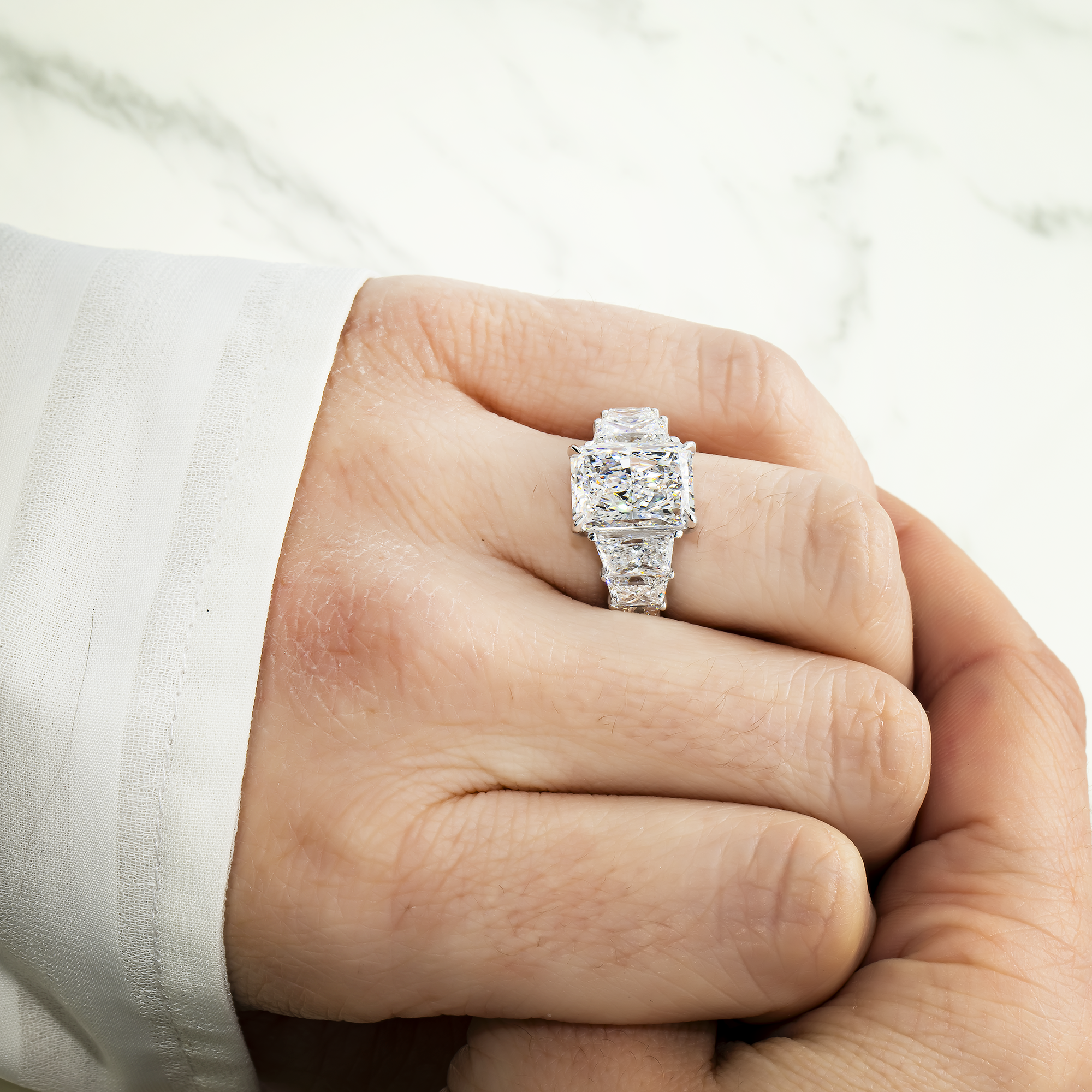 14K White Gold 5.01ct Radiant Cut Diamond Engagement Ring 9.96ctw