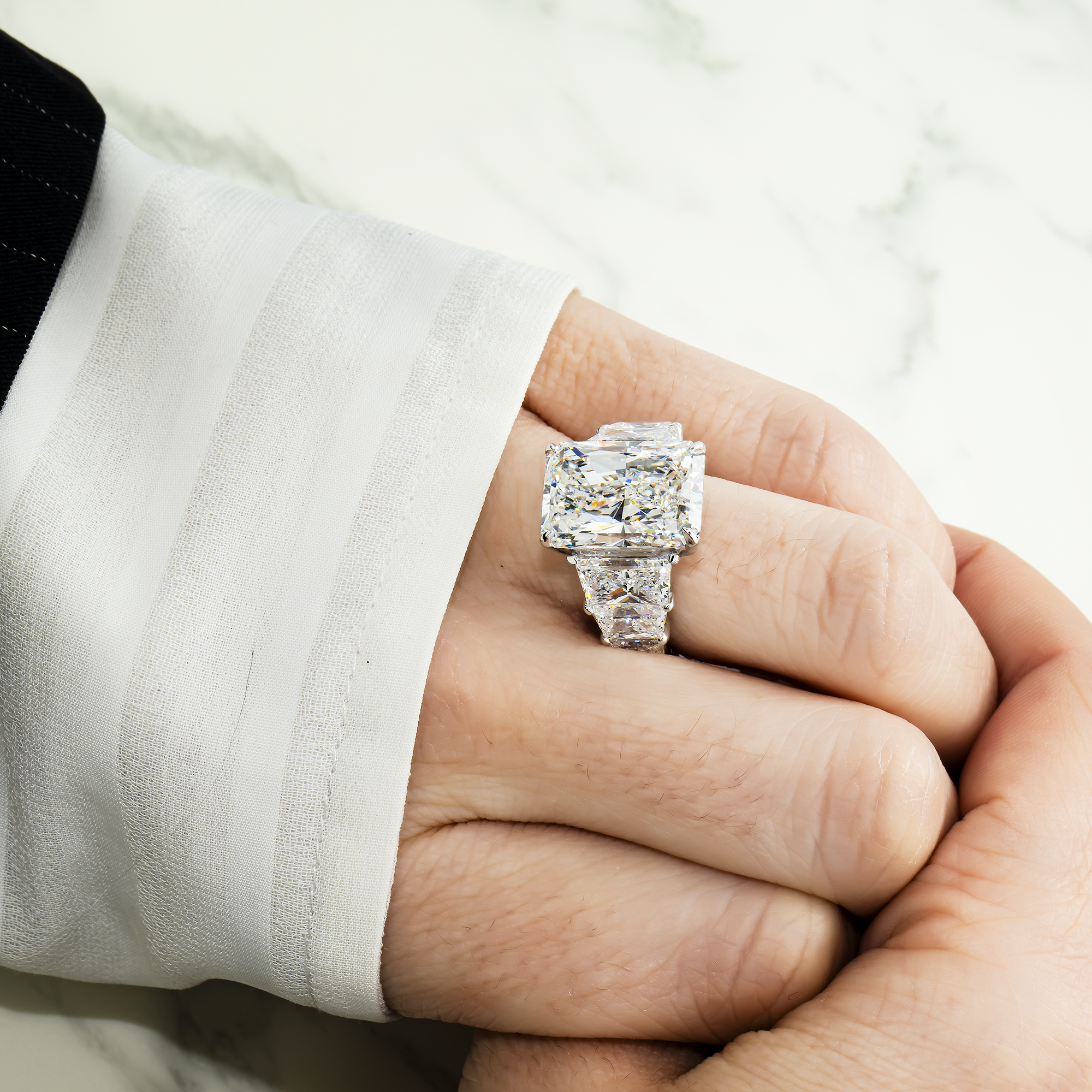 14K White 10.03ct Radiant Diamond Engagement Ring 17.42ctw