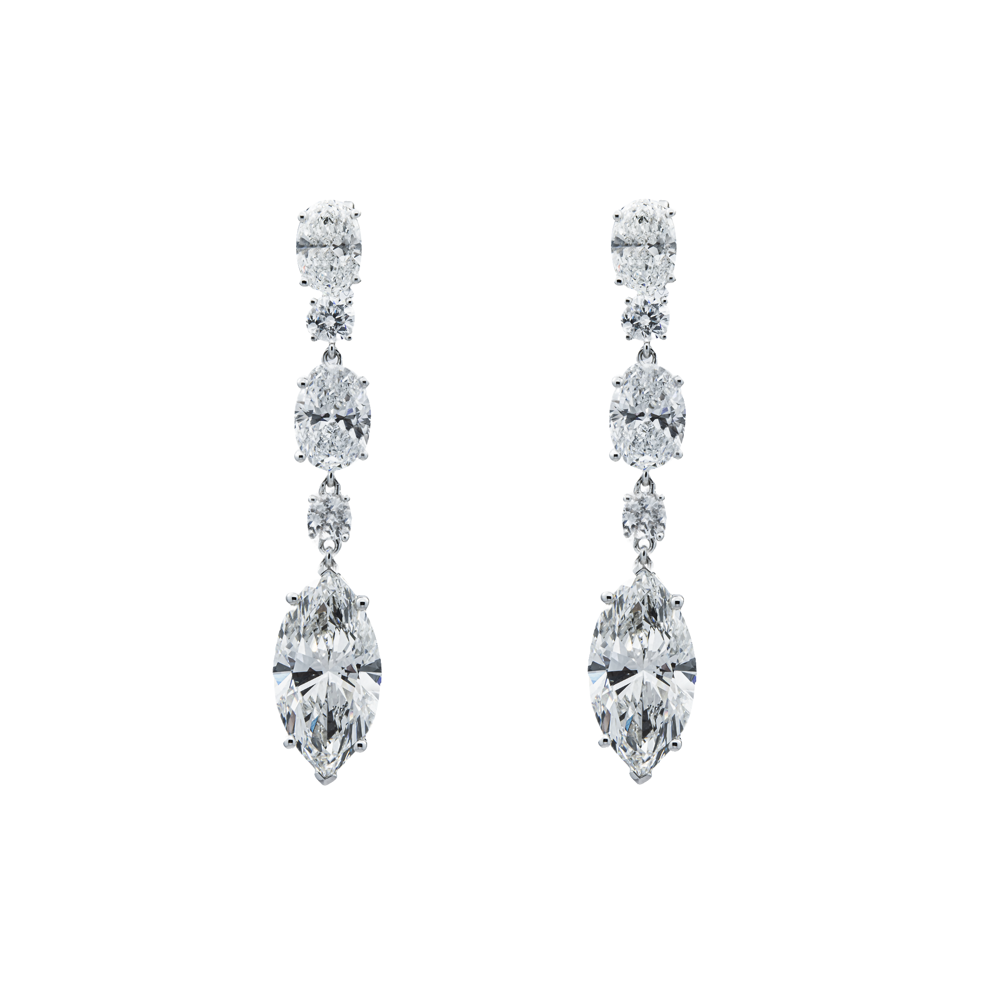 IGI 18K White Gold Multi Cut Diamond Drop Earrings 9.58ctw