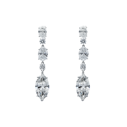IGI 18K White Gold Multi Cut Diamond Drop Earrings 9.58ctw
