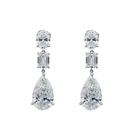 IGI 18K White Gold Multi Cut Diamond Drop Earrings 12.51ctw