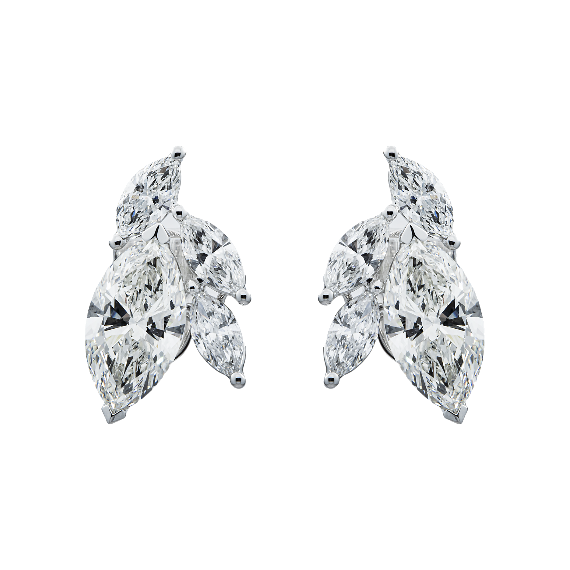 IGI 18K White Gold Marquise Cut Diamond Stud Earrings 6.38ctw