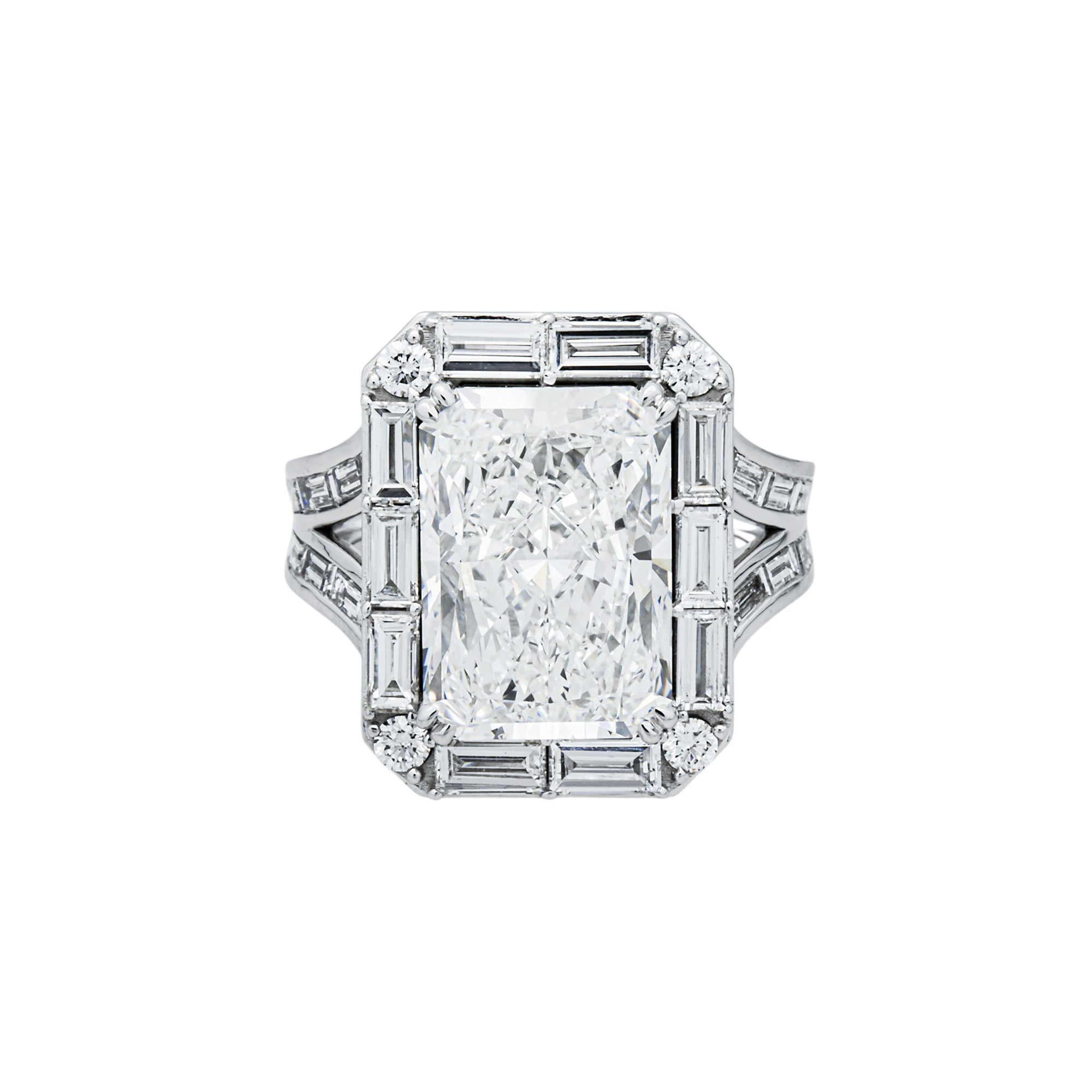 14K White Gold 8.14ct Radiant Diamond Engagement Ring 11.88ctw
