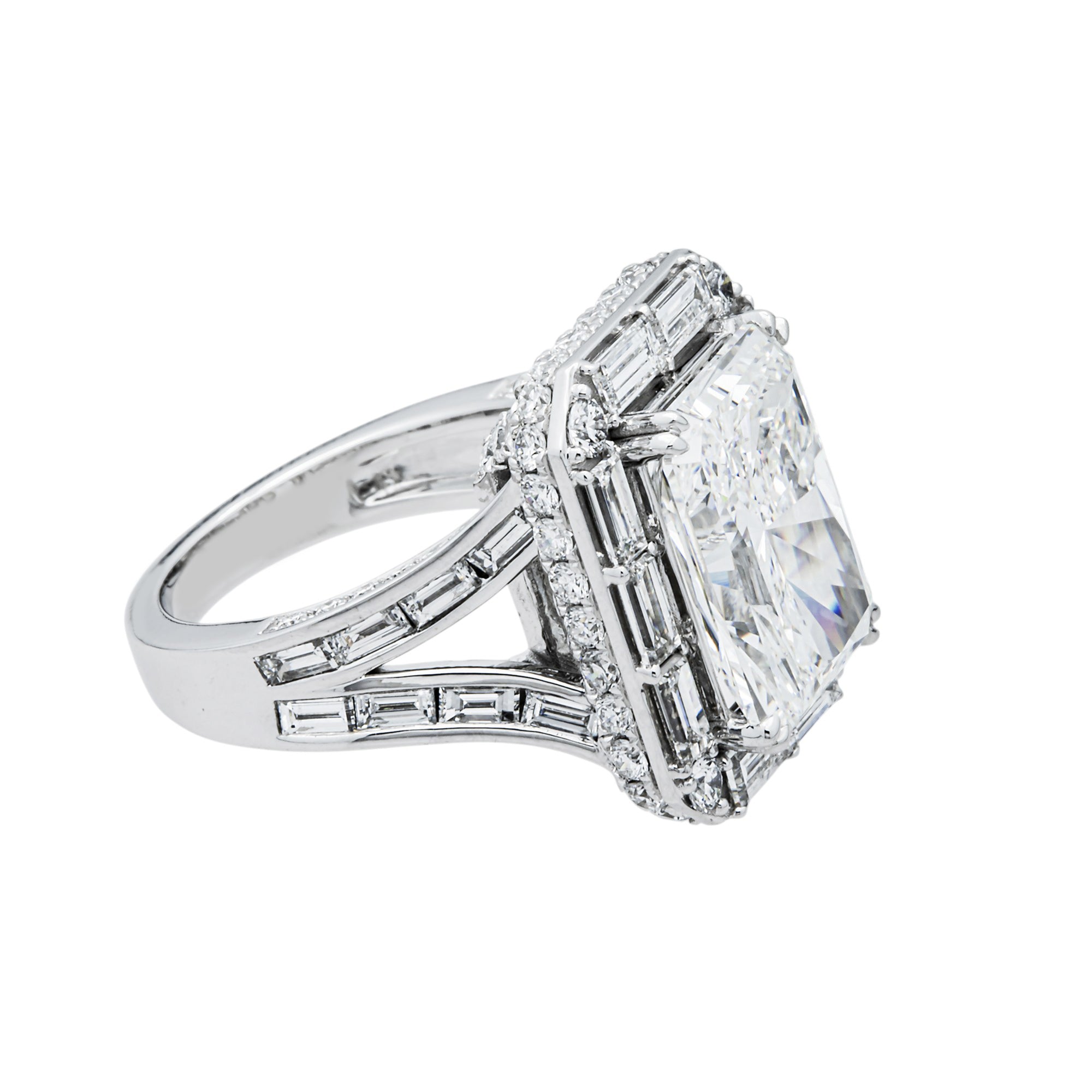 14K White Gold 8.14ct Radiant Diamond Engagement Ring 11.88ctw