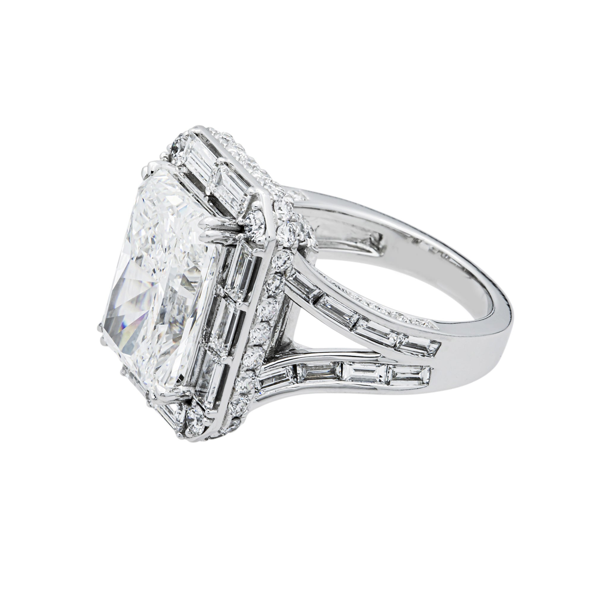 14K White Gold 8.14ct Radiant Diamond Engagement Ring 11.88ctw
