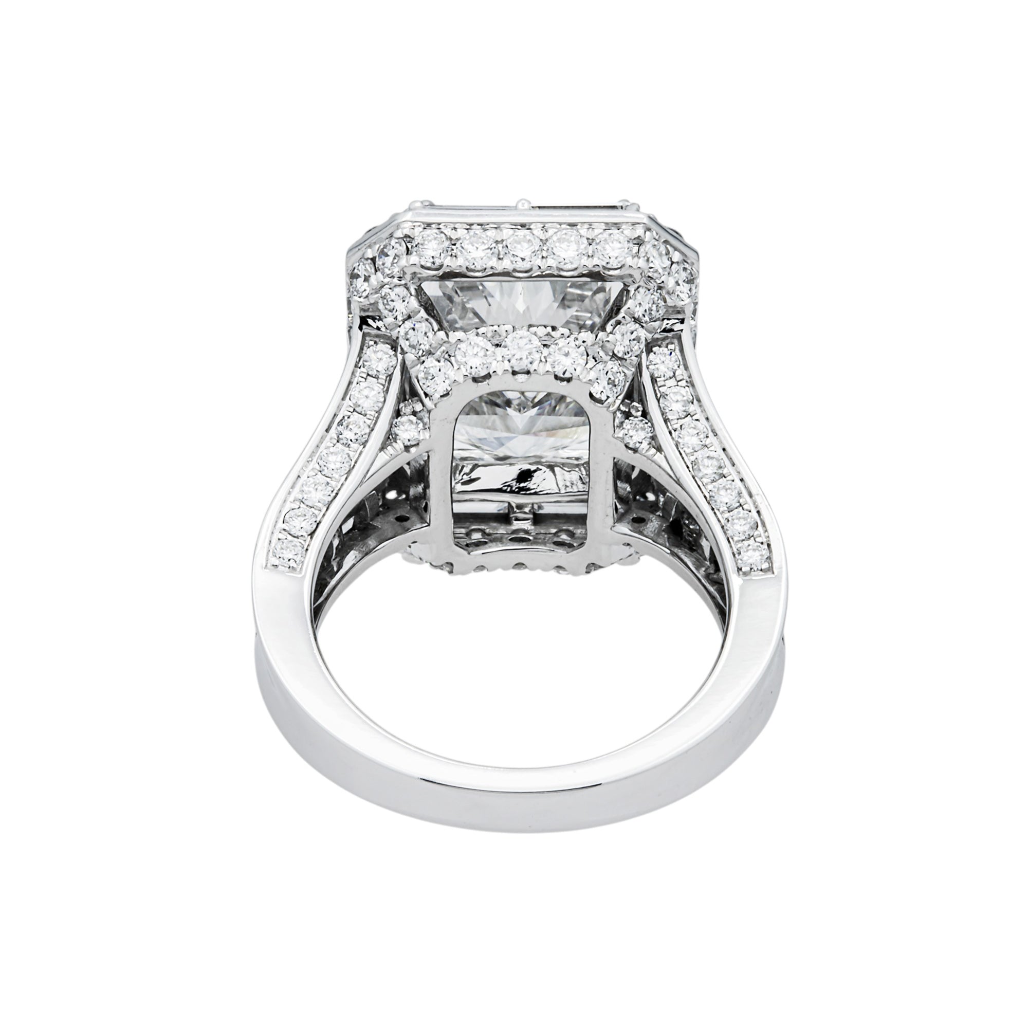 14K White Gold 8.14ct Radiant Diamond Engagement Ring 11.88ctw