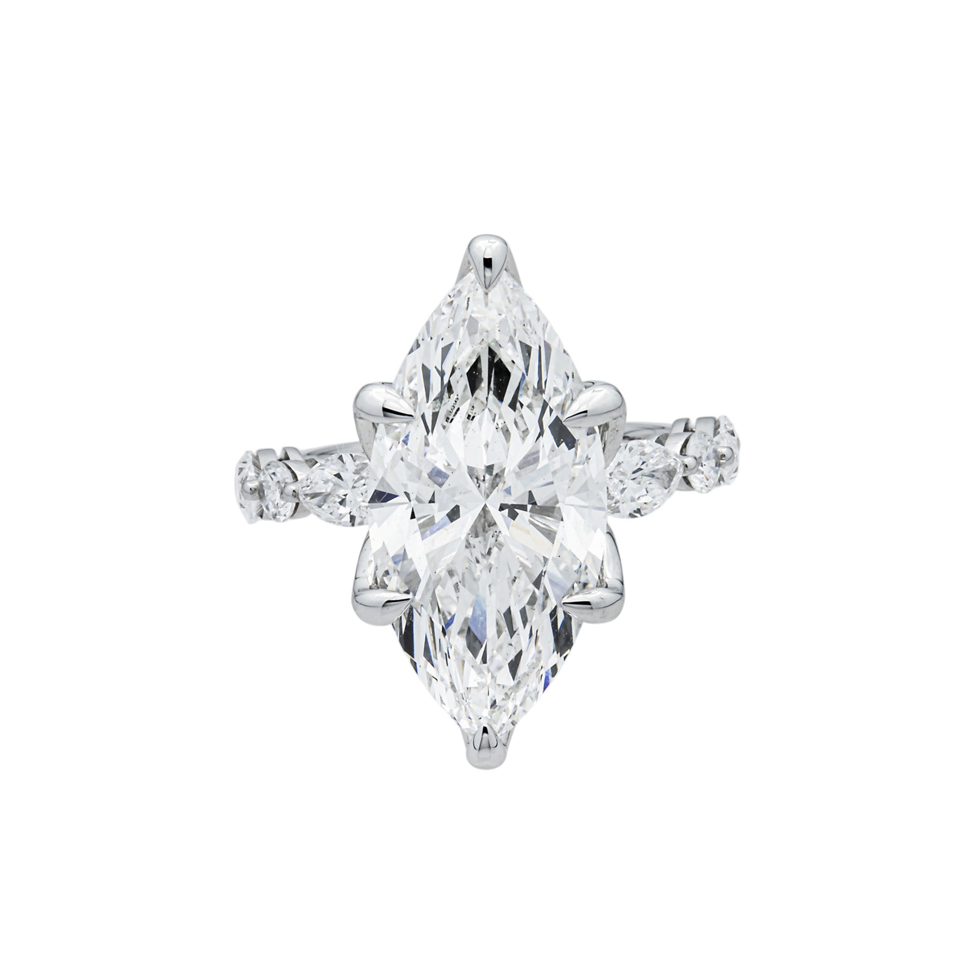 18K White Gold 7.10ct Marquise Diamond Engagement Ring 8.10ctw