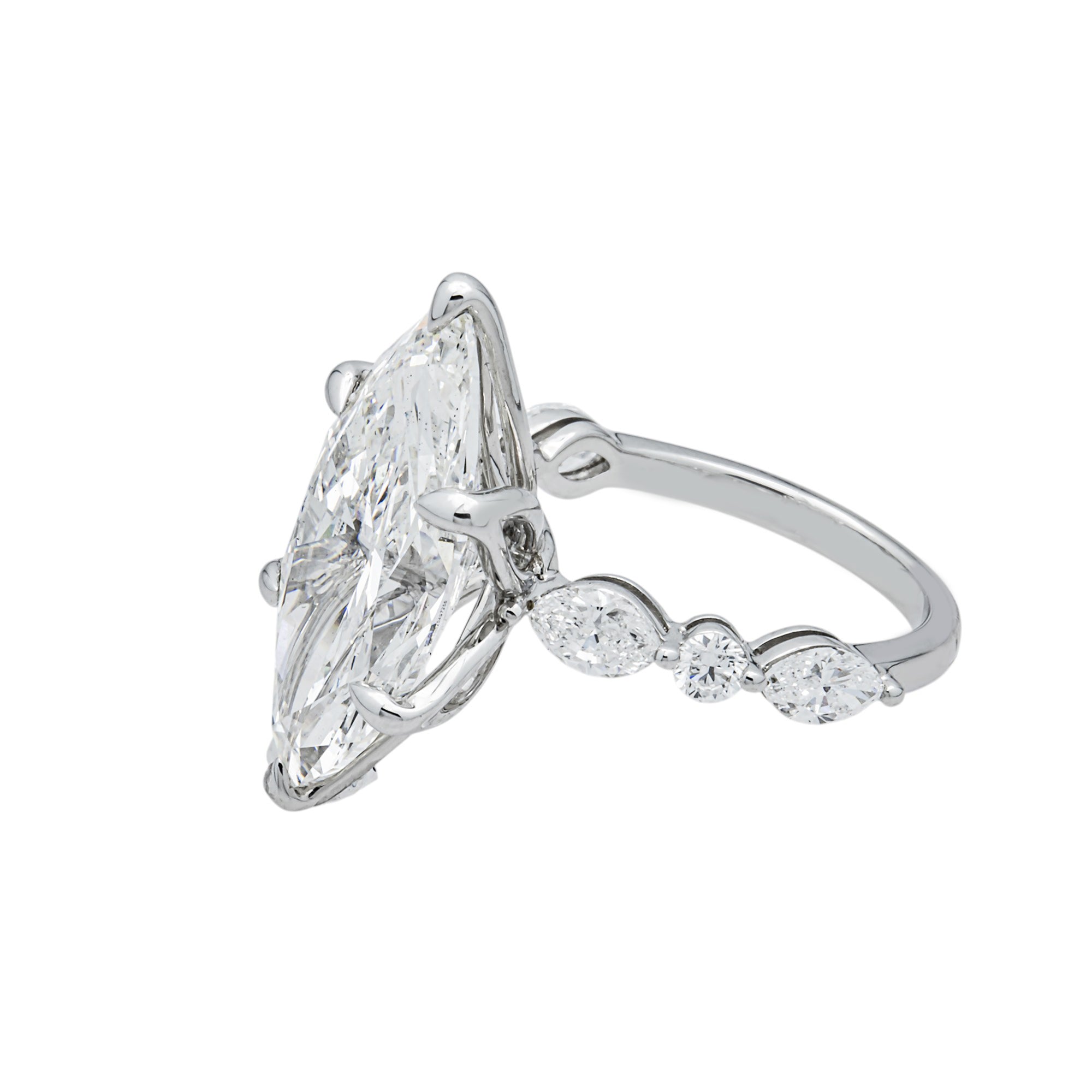 18K White Gold 7.10ct Marquise Diamond Engagement Ring 8.10ctw