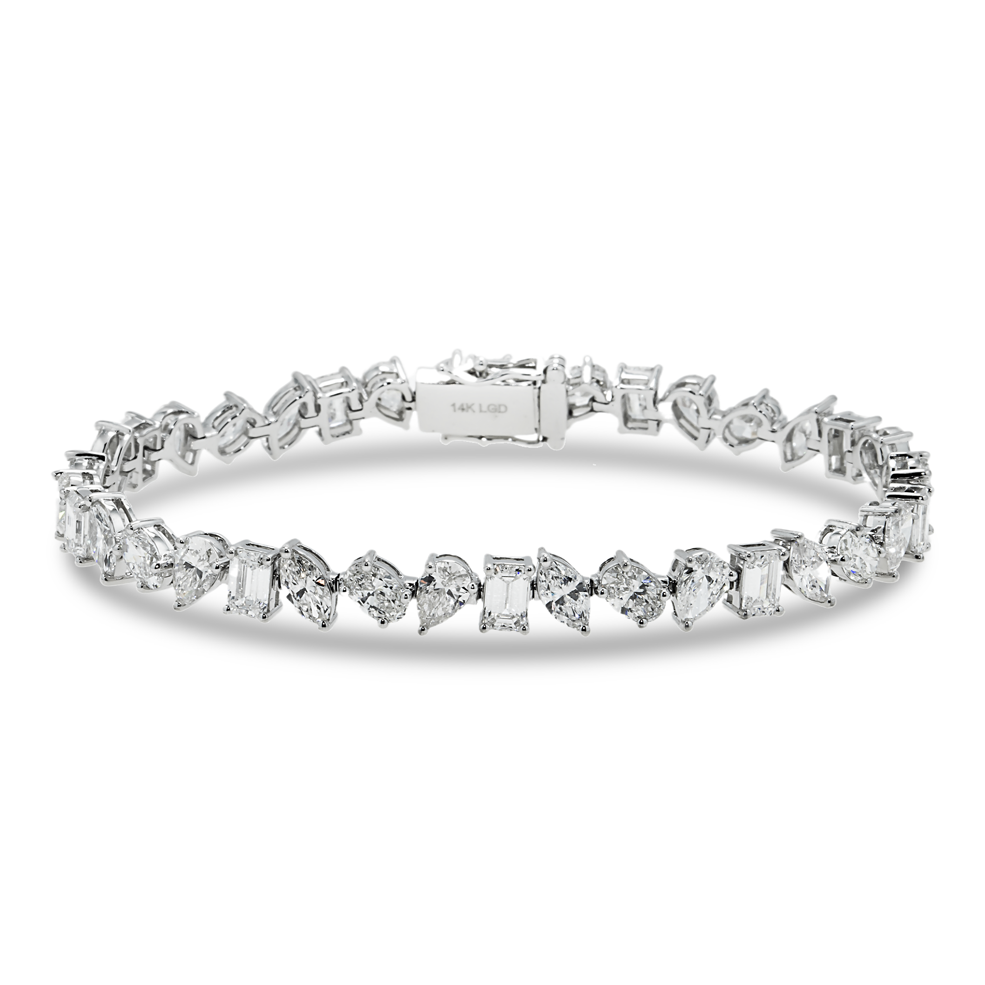 14K White Gold Multi Cut Diamond Bracelet 11.86ct