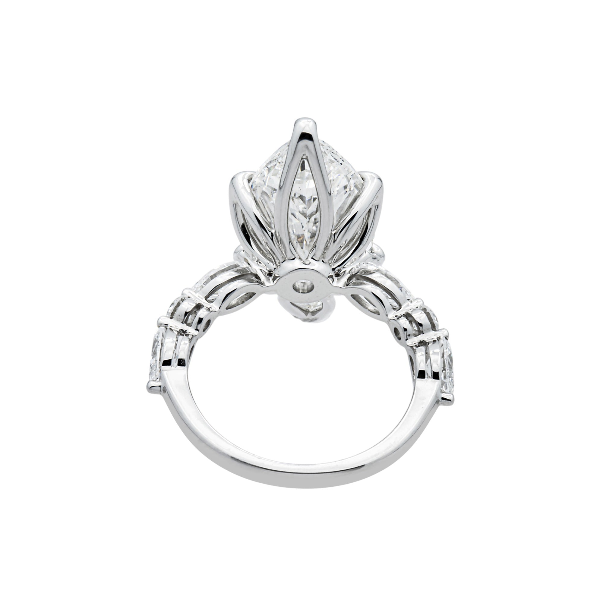 18K White Gold 7.10ct Marquise Diamond Engagement Ring 8.10ctw