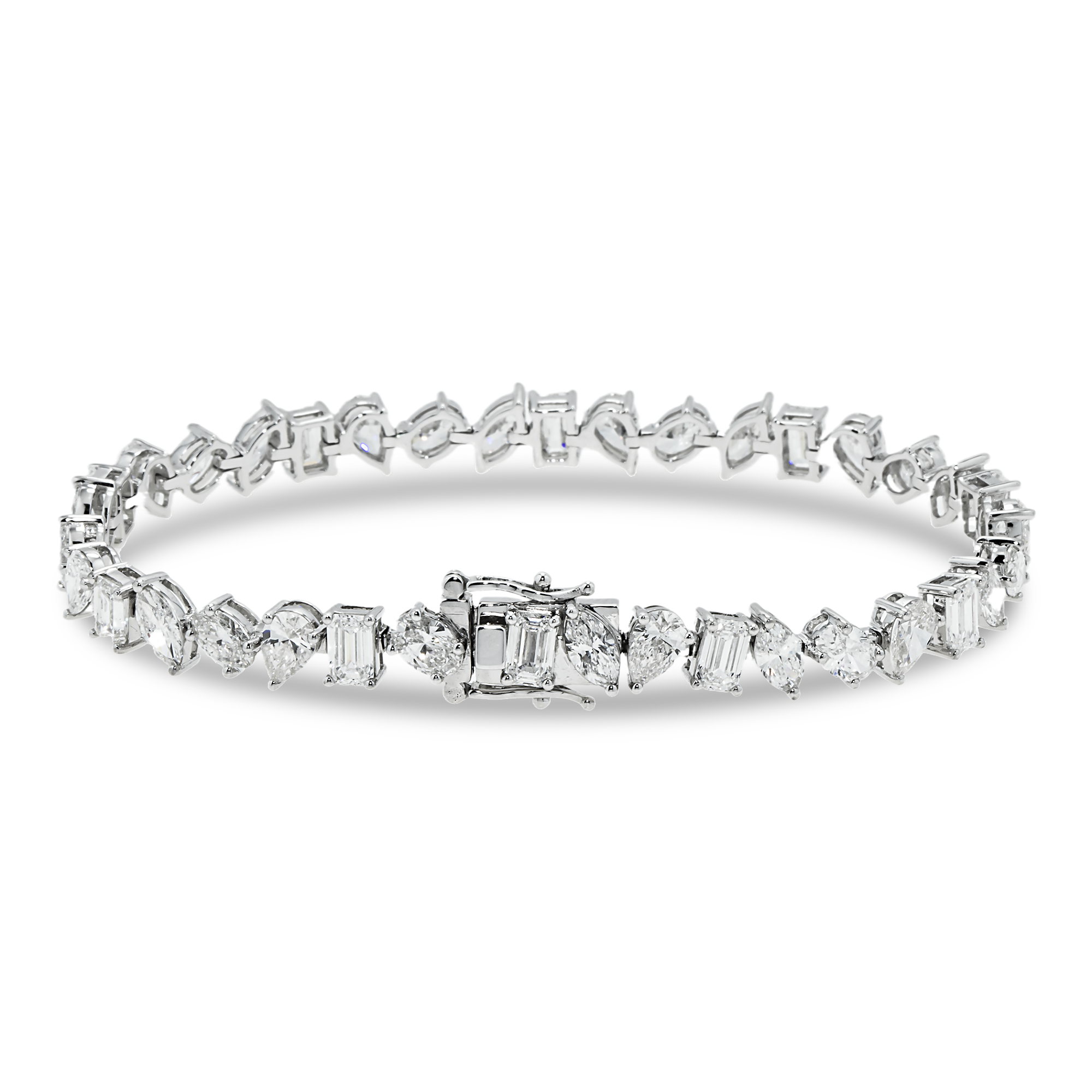 14K White Gold Multi Cut Diamond Bracelet 11.86ct