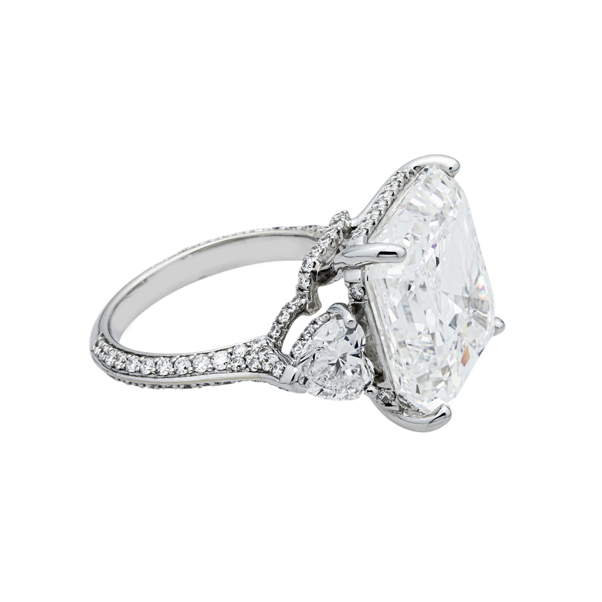 14K White Gold 16.58ct Asscher Diamond Engagement Ring 18.86ctw