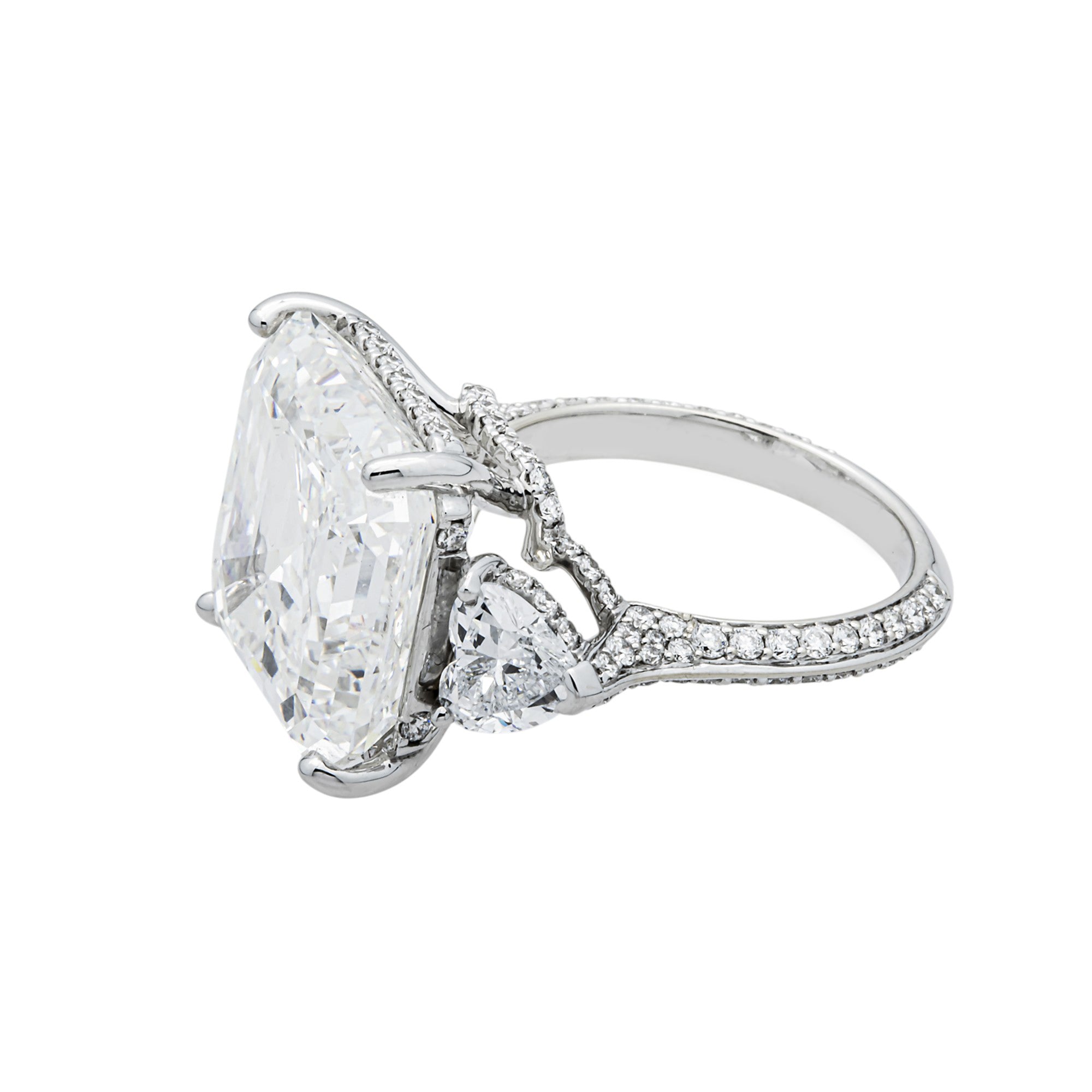 14K White Gold 16.58ct Asscher Diamond Engagement Ring 18.86ctw
