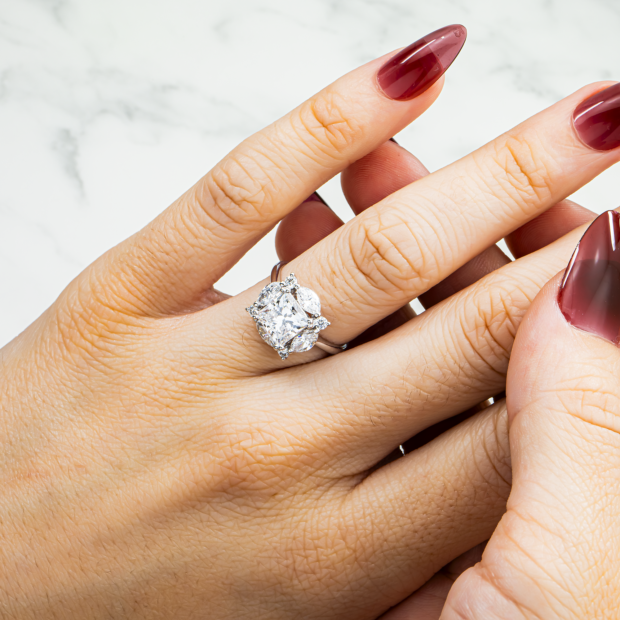 White Gold Princess Diamond Engagement Ring 3.10ctw
