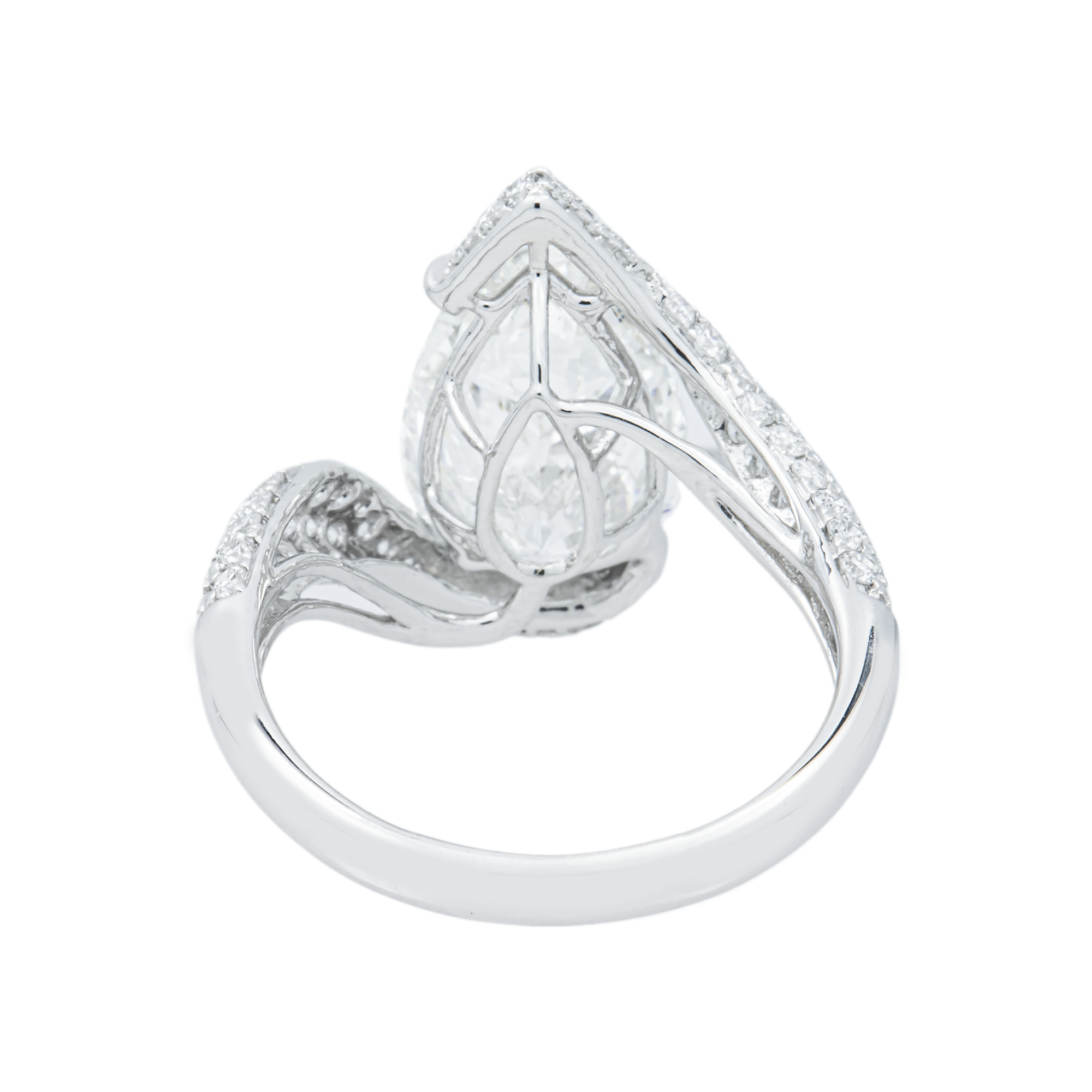 18K White Gold 3.93ct Pear Diamond Engagement Ring 4.58ctw