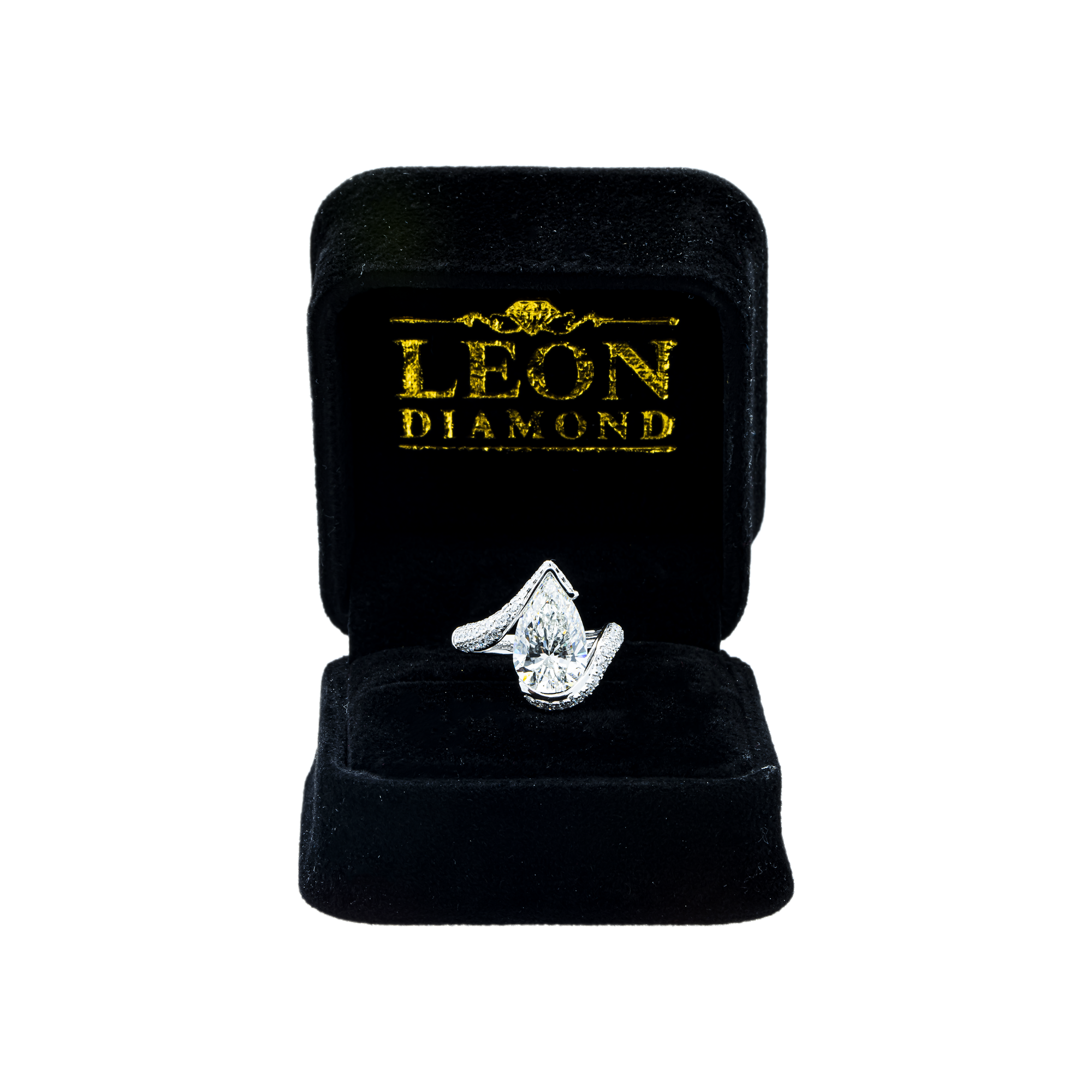 18K White Gold 3.93ct Pear Diamond Engagement Ring 4.58ctw