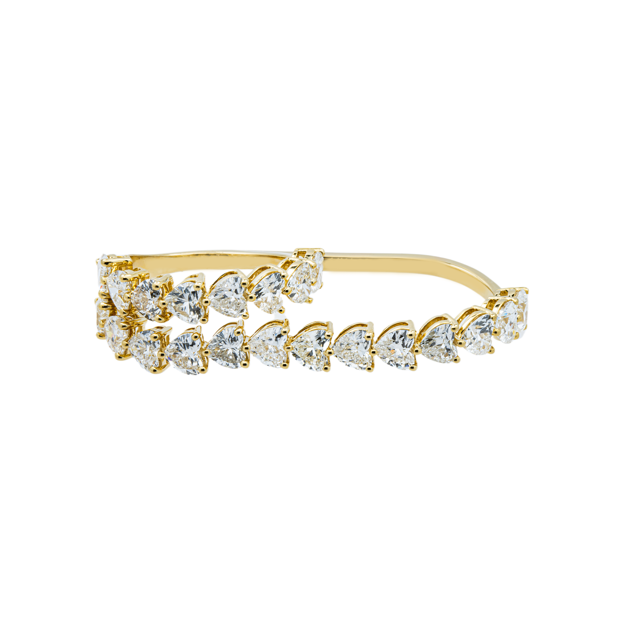 14K Yellow Gold Heart Cut Diamond Two Finger Wrap Ring 5.86ct