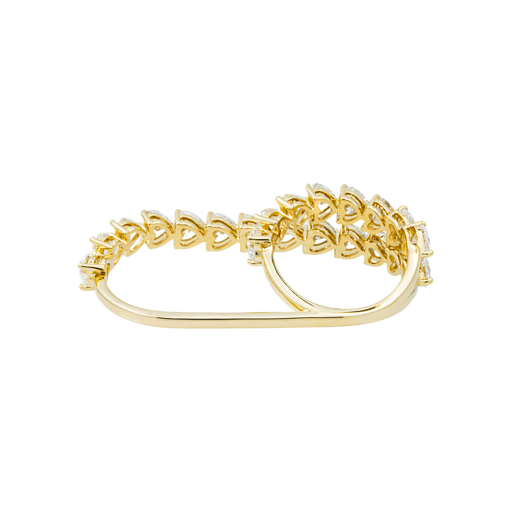 14K Yellow Gold Heart Cut Diamond Two Finger Wrap Ring 5.86ct