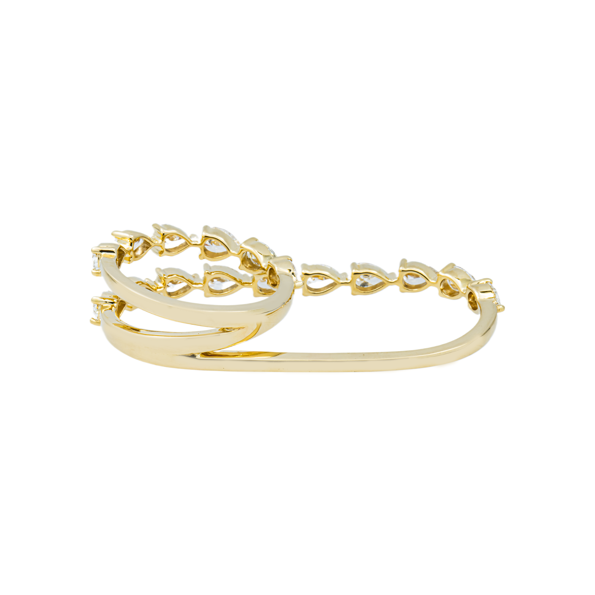 14K Yellow Gold Pear Cut Diamond Two Finger Wrap Ring 2.65ct