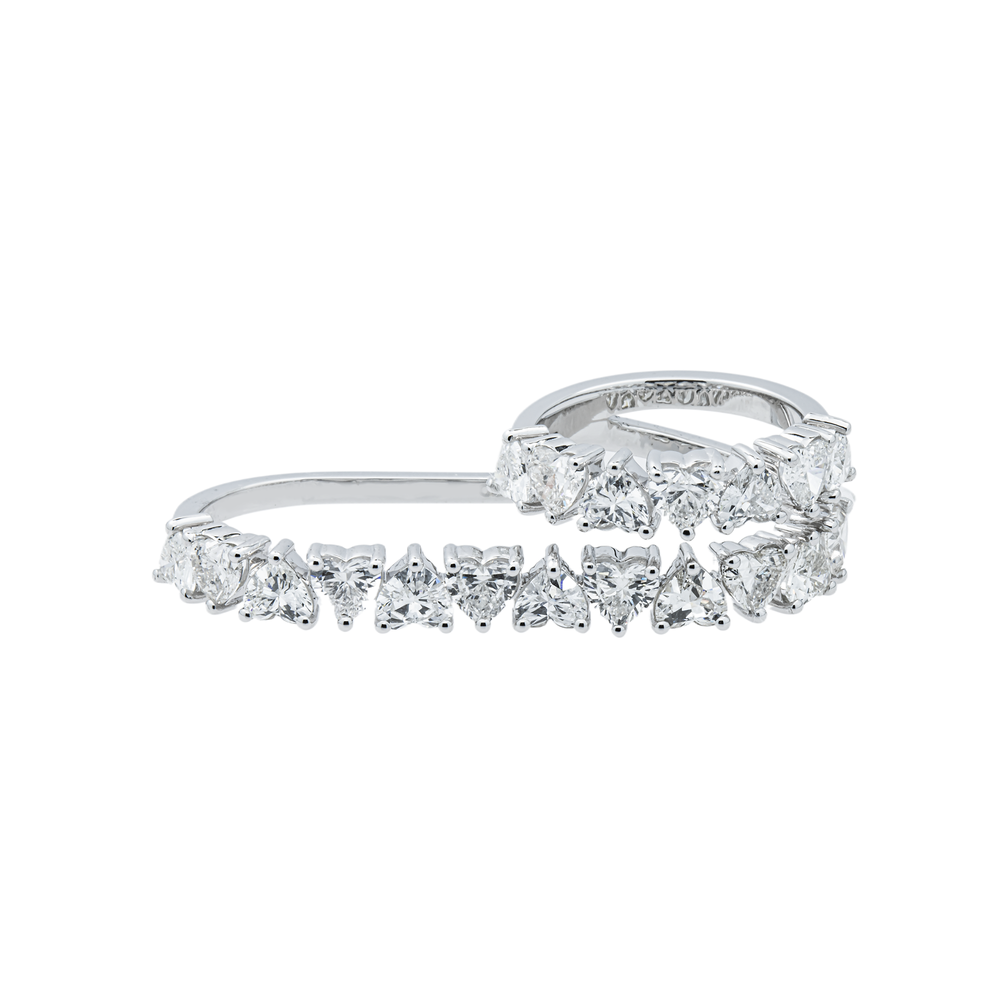 14K White Gold Heart Cut Diamond Two Finger Wrap Ring 5.30ct
