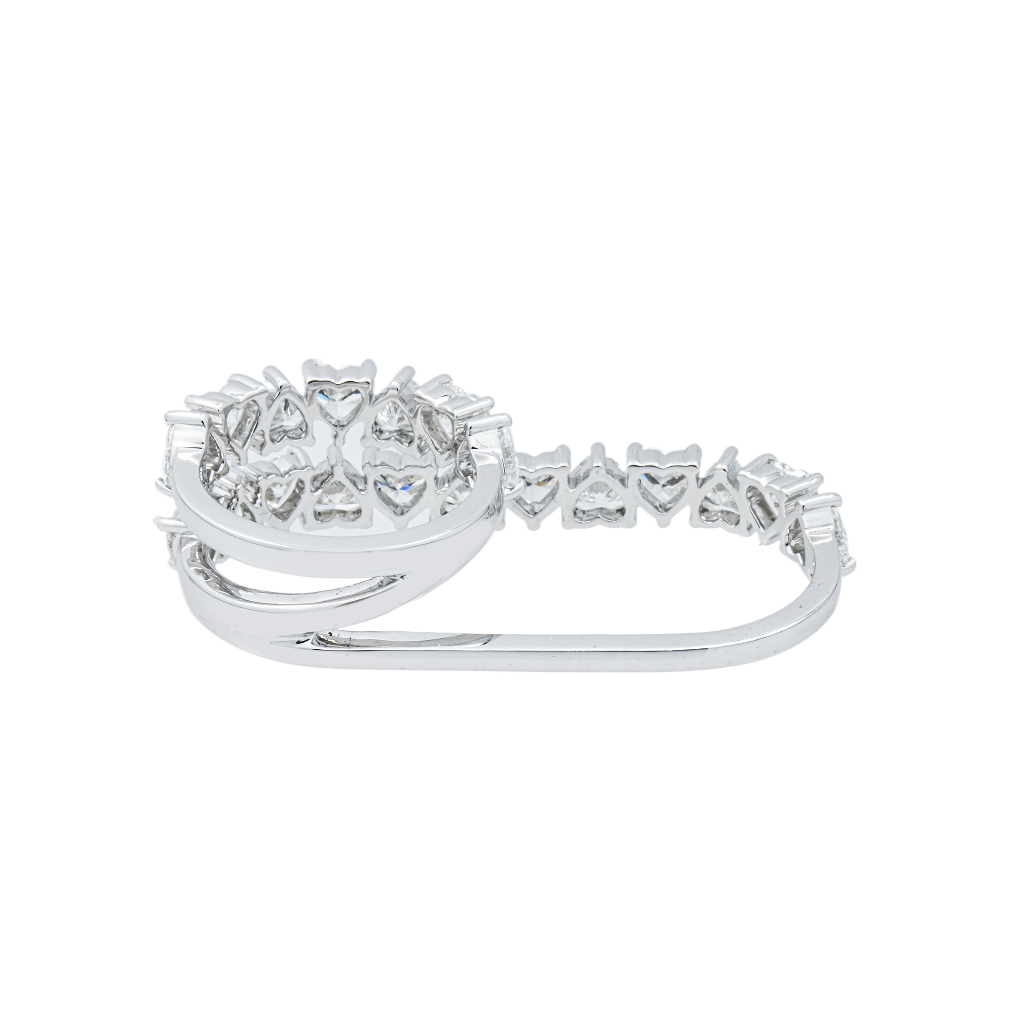 14K White Gold Heart Cut Diamond Two Finger Wrap Ring 5.30ct